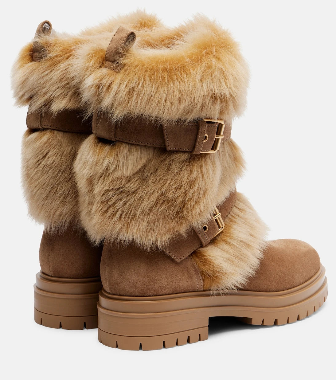 Gianvito Rossi - Maverick suede and shearling biker boots