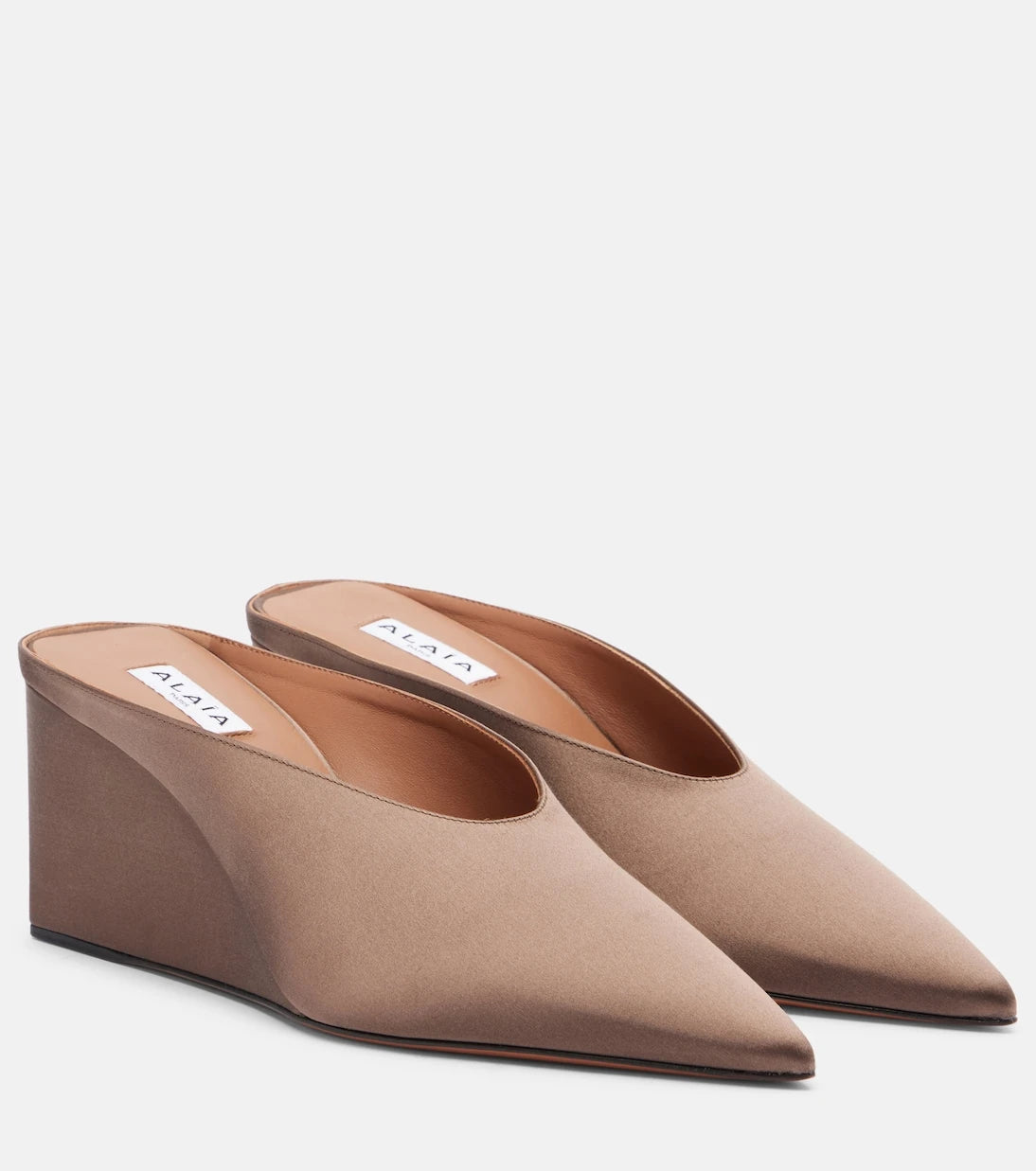 Alaïa - Cube satin wedge mules