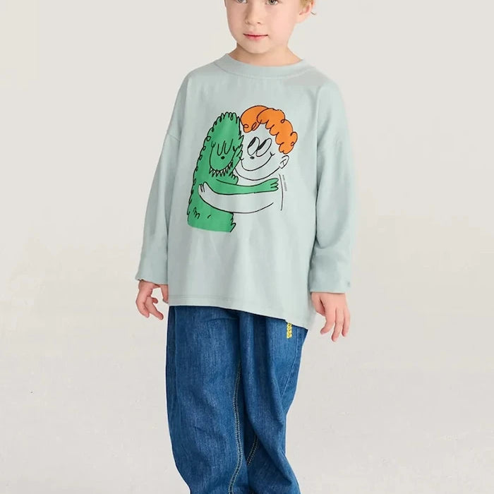 Bobo Choses çocuklar için pamuklu uzun kollu bluz Hug Hairy Monster
