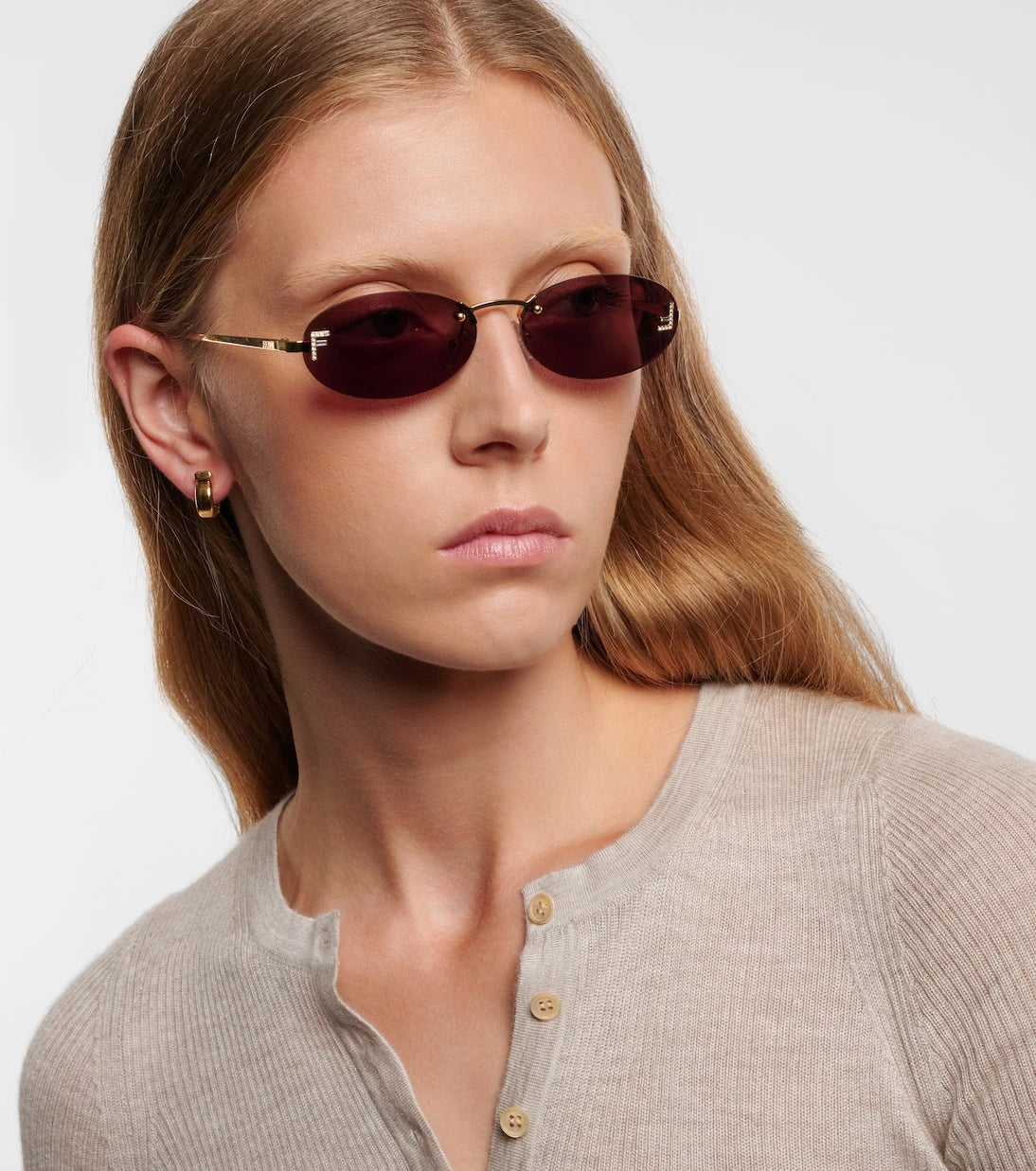 Fendi - Fendi First Crystal oval sunglasses