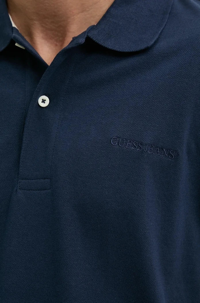 Памучна тениска с яка Guess Jeans