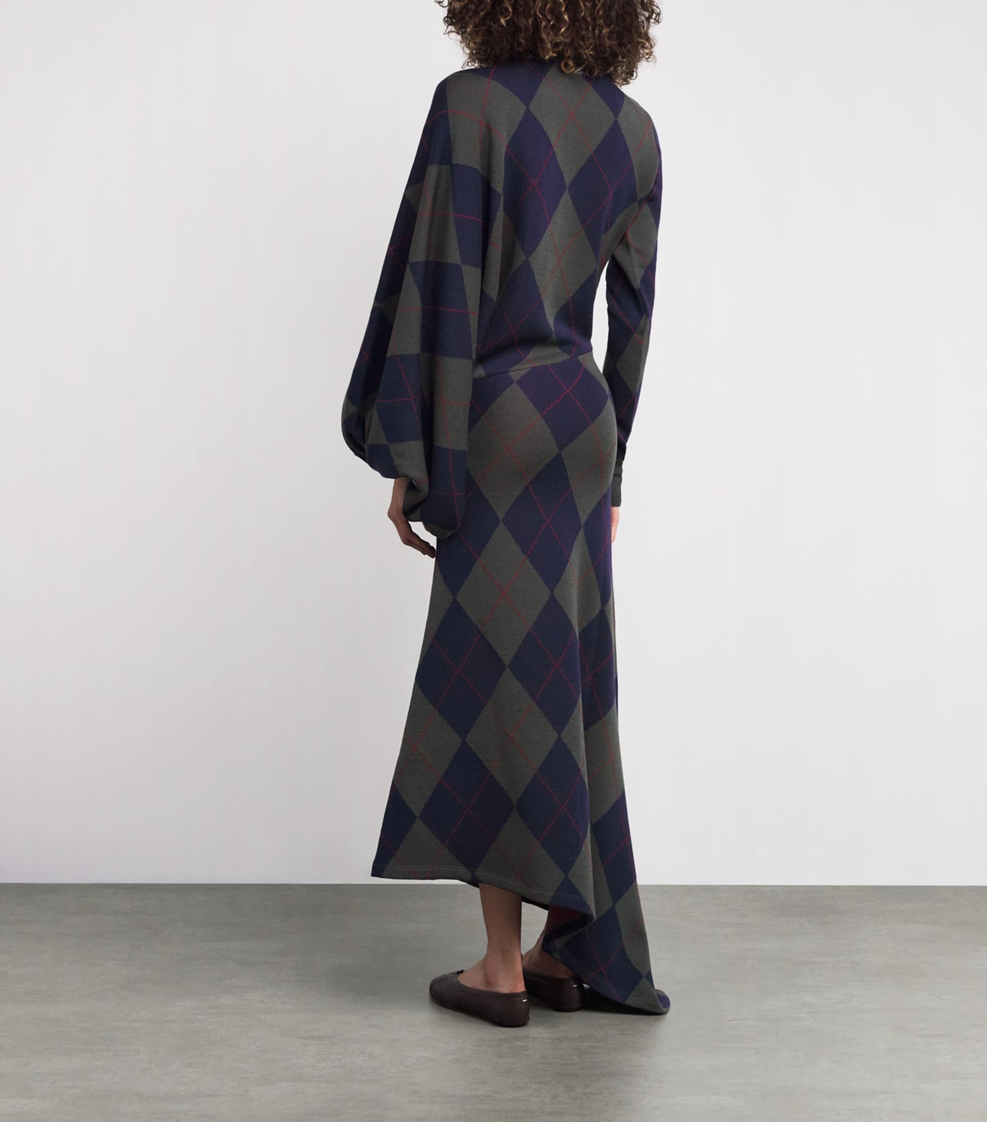 A.W.A.K.E. Mode Multi Merino Wool Argyle Maxi Dress