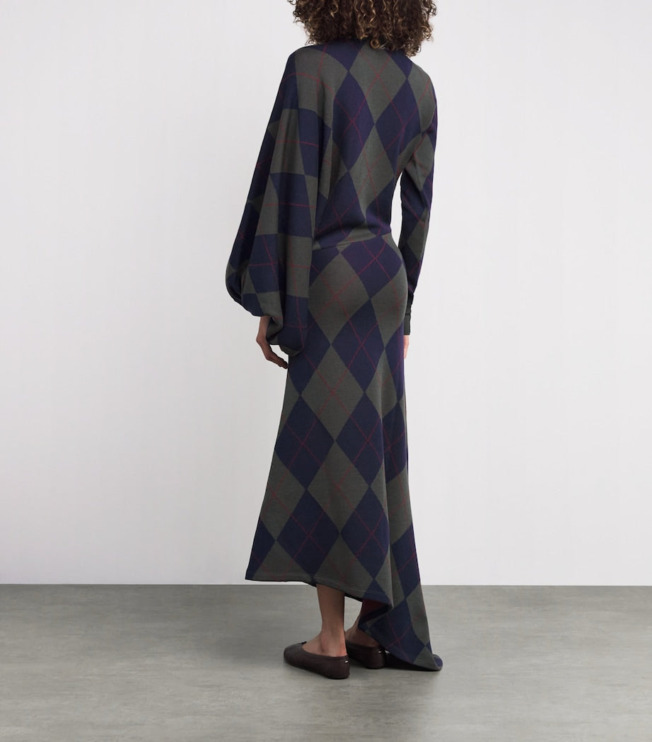 A.W.A.K.E Mode Multi Merino Wool Argyle Maxi Dress