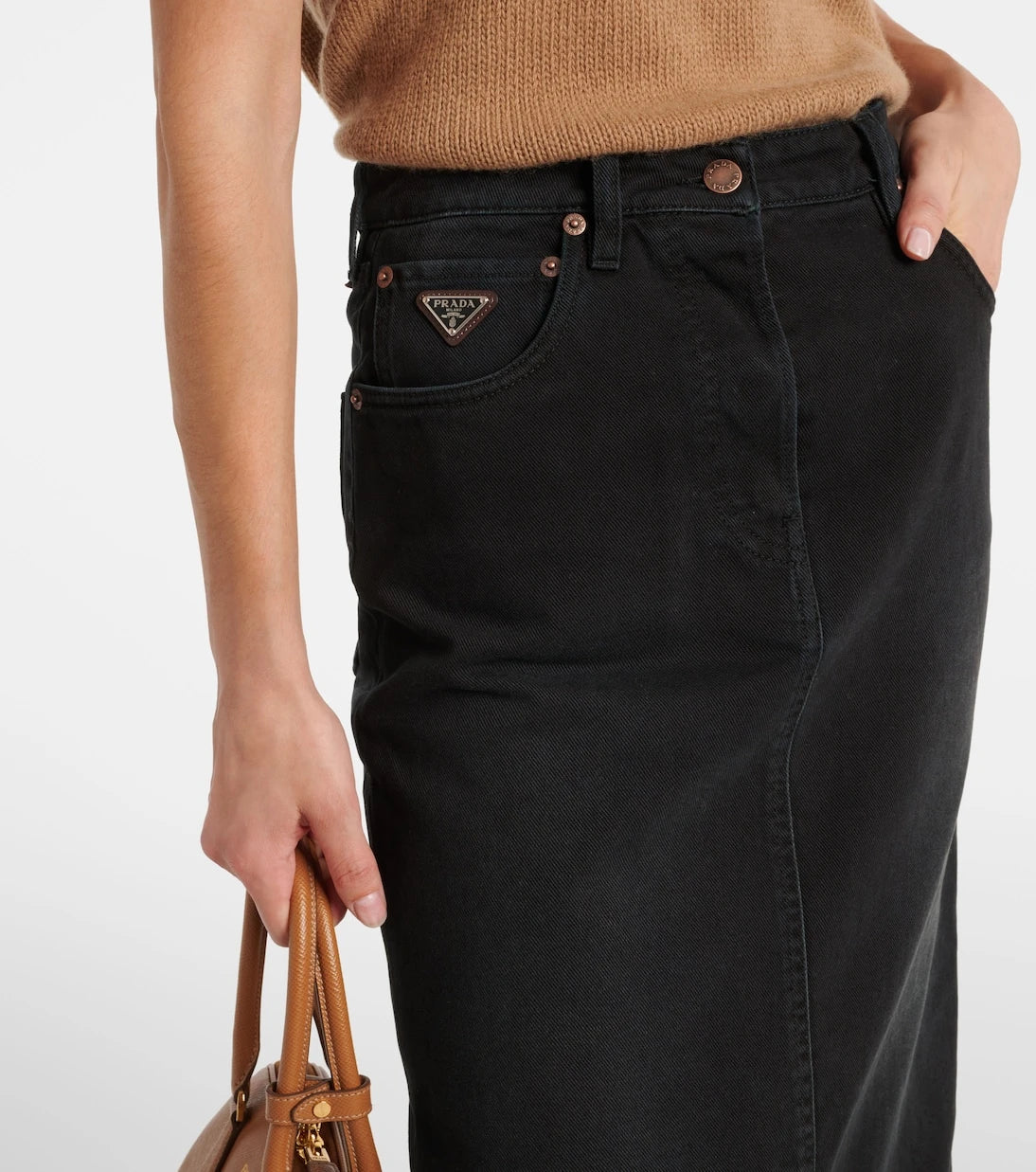 Prada - Denim midi skirt