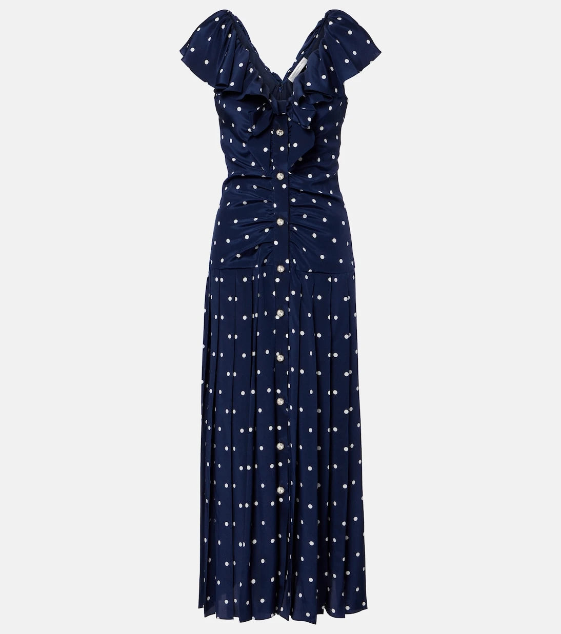 Alessandra Rich - Polka-dot ruffled silk midi dress