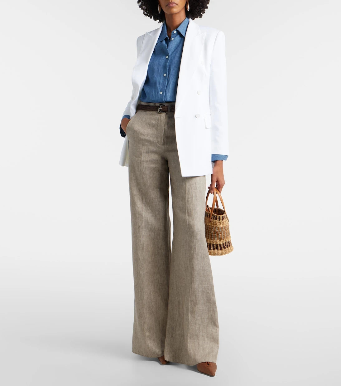 Max Mara - Leather-trimmed slingback pumps