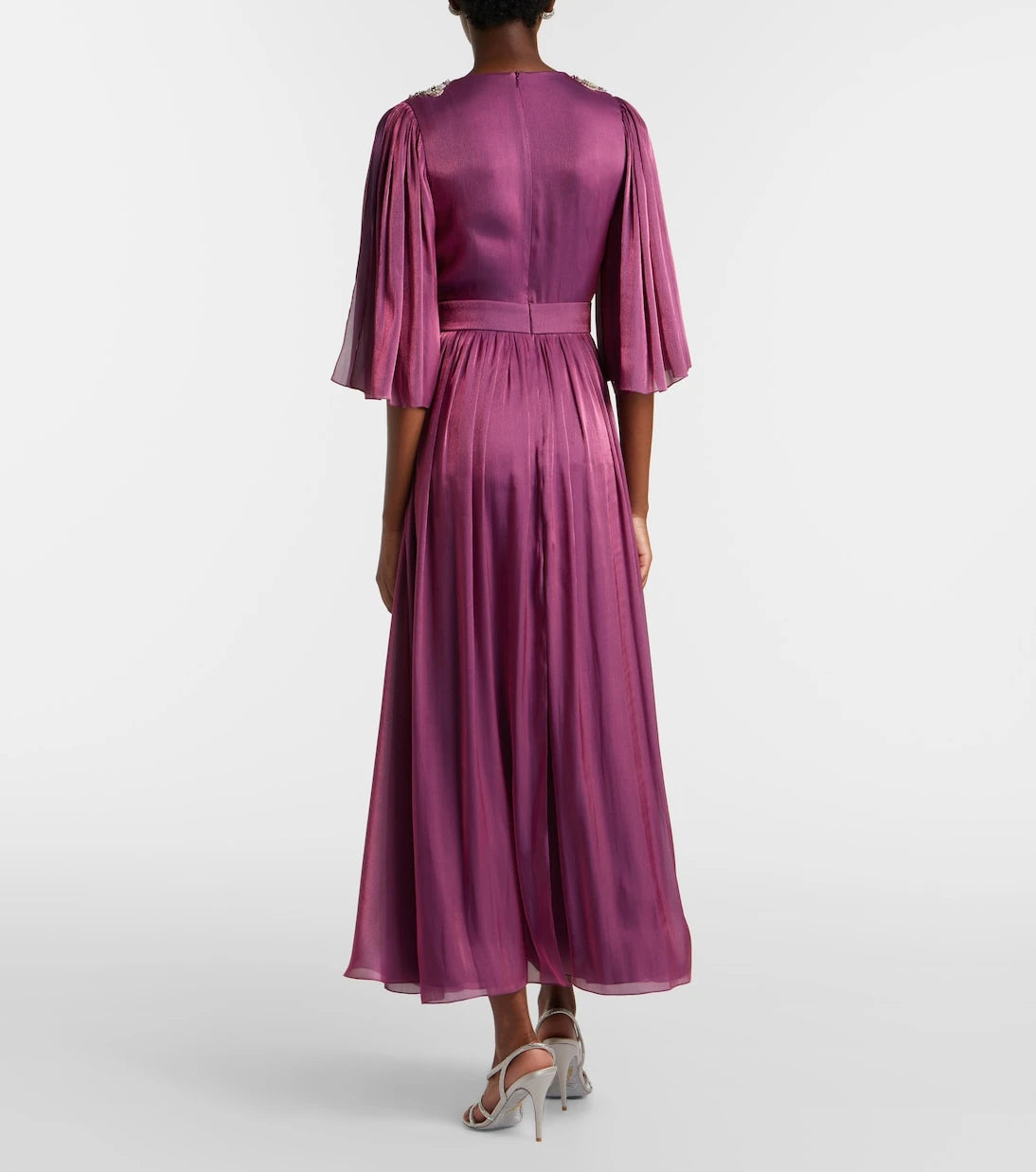 Costarellos - Embellished Lurex georgette gown