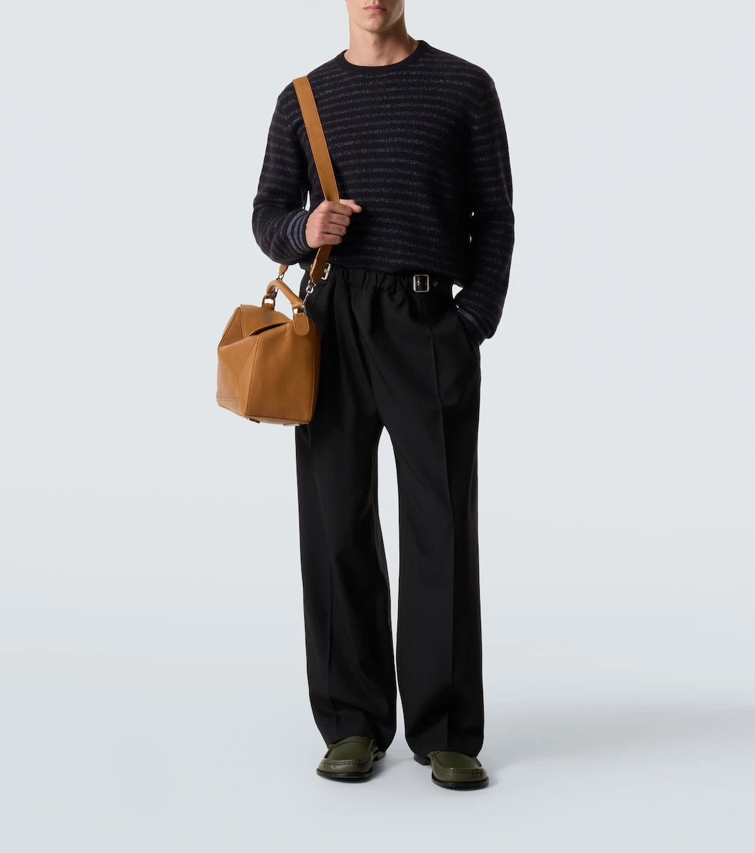 Loewe - حذاء لوفرز بيني كامبو الجلدي