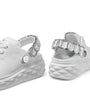 Jimmy Choo White Leather Diamond Sling Sneakers