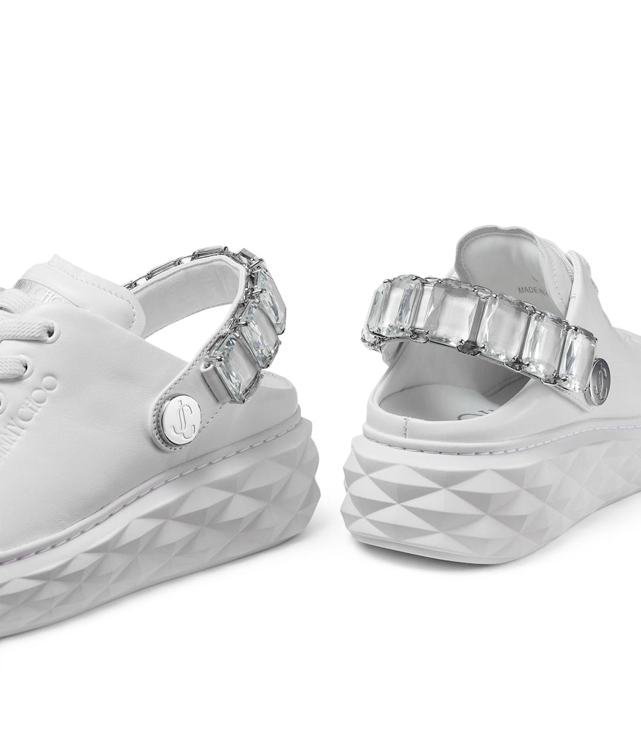 Jimmy Choo White Leather Diamond Sling Sneakers