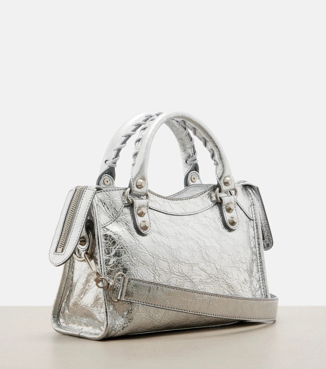 Balenciaga - Le City Small metallic leather tote bag