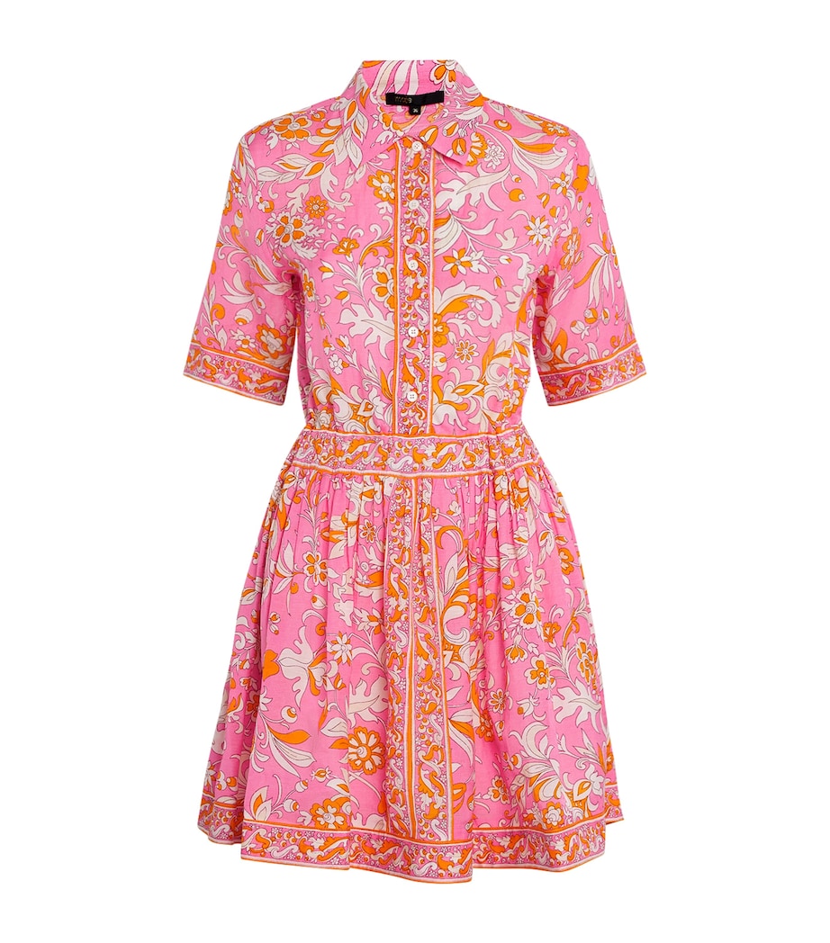 Maje Multi Floral Mini Shirt Dress