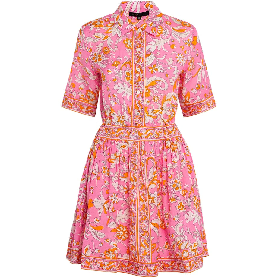 Maje Multi Floral Mini Shirt Dress