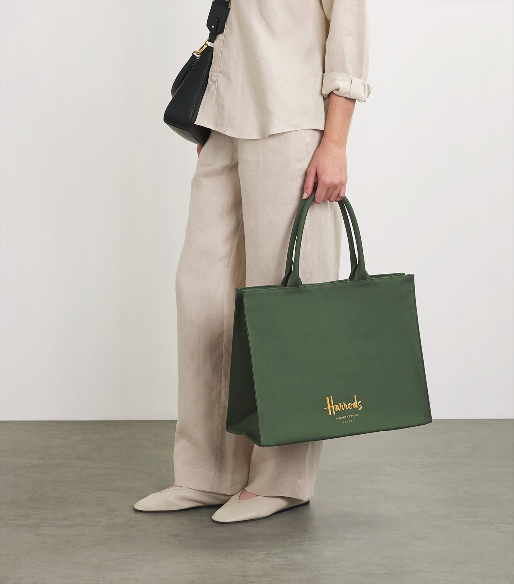 Green Large Cotton Logo Tote Bag