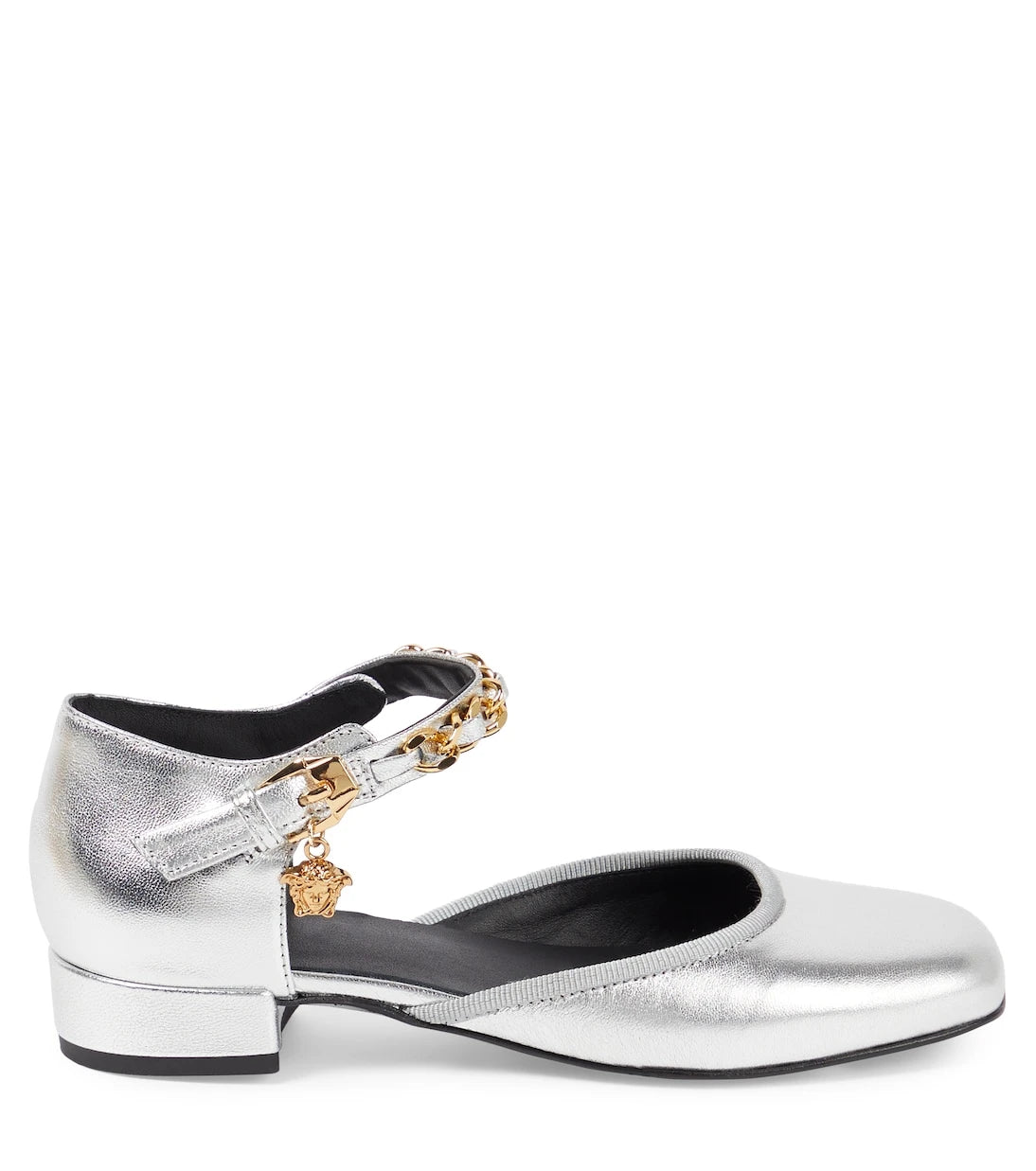 Versace Kids - La Medusa metallic leather flats