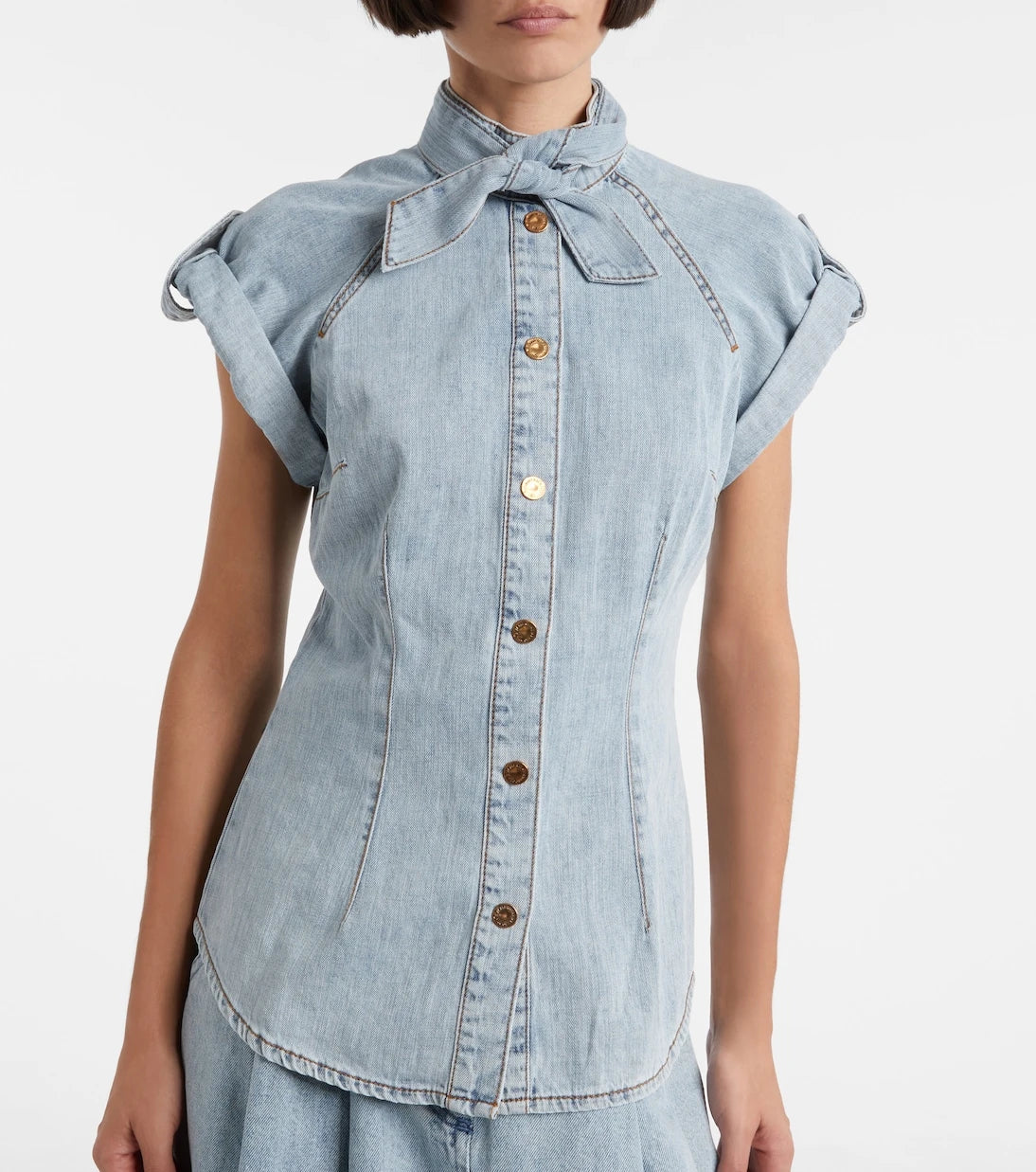 Zimmermann - Tie-neck denim shirt