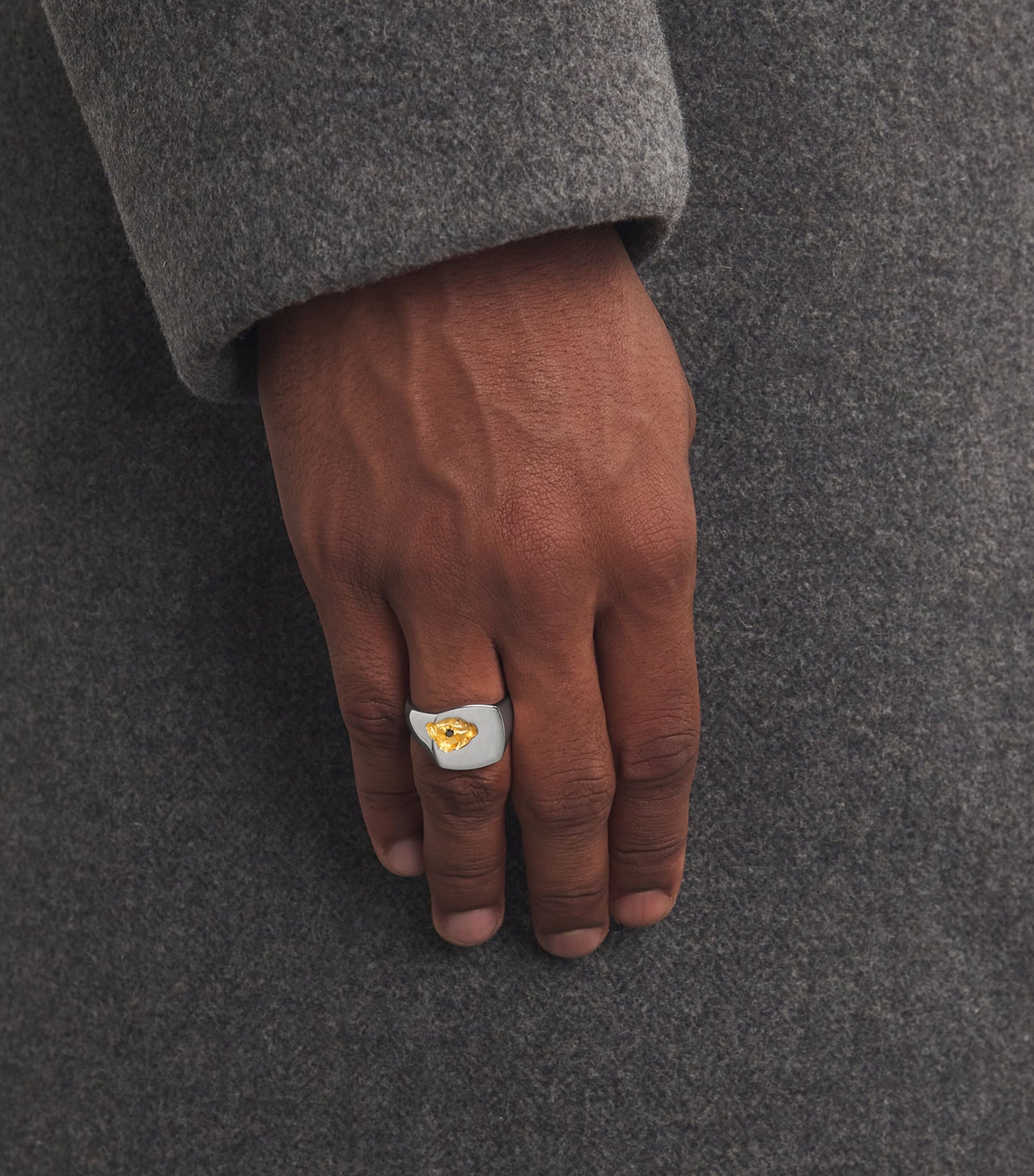Sterling Silver and Black Diamond Signet Ring