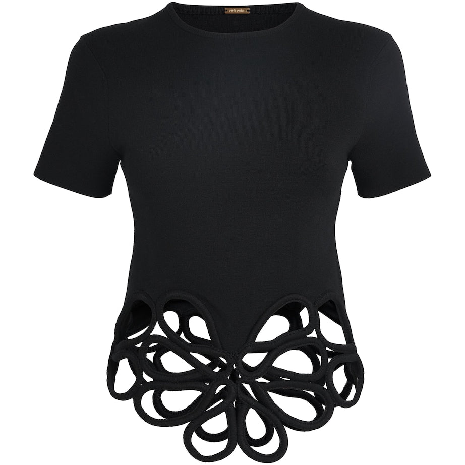 Knitted Eres Crop Top BLACK