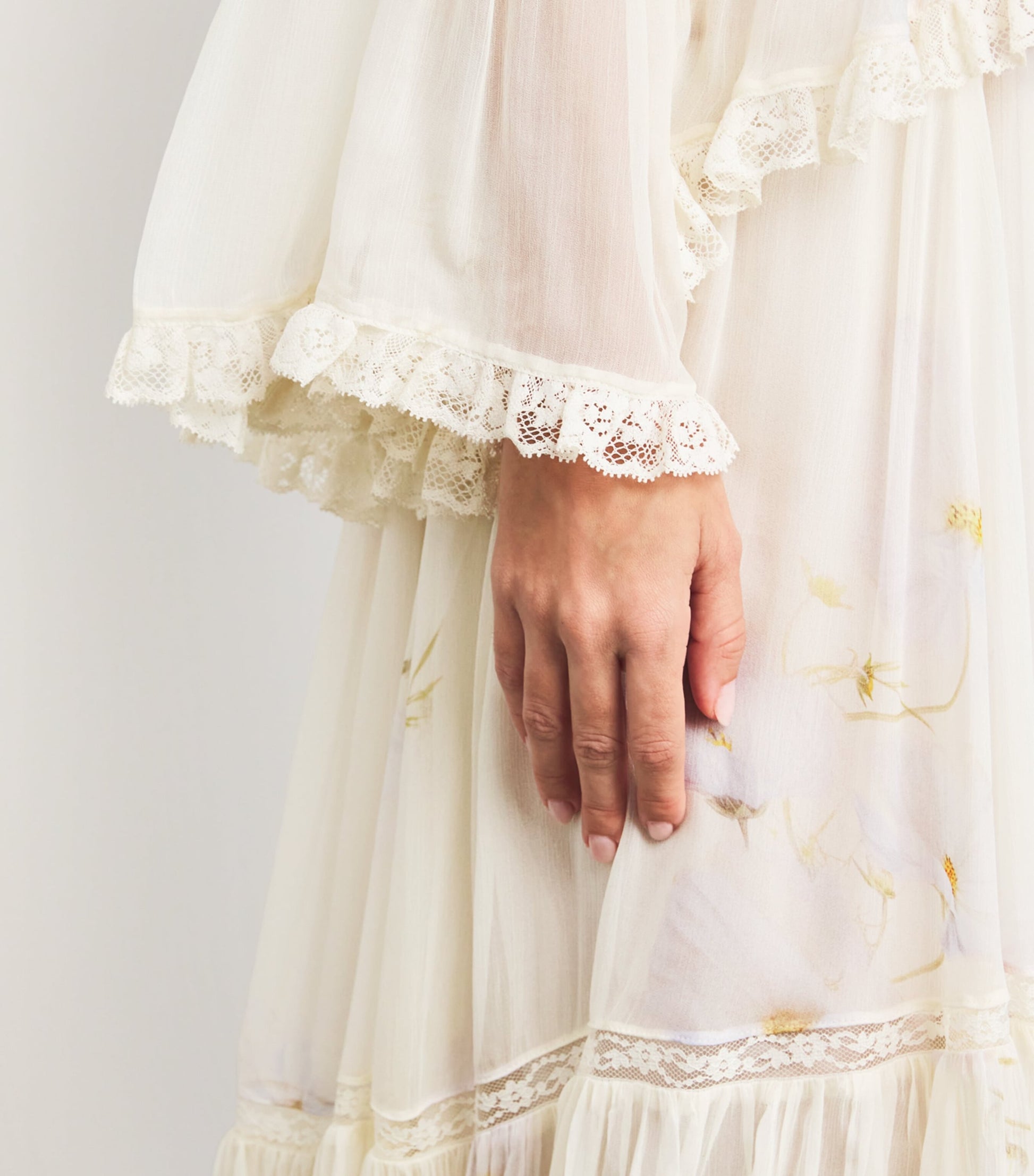 Nude Memento Peplum Flutter Midi Dress