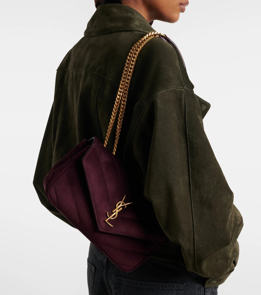 Saint Laurent - Loulou Small matelassé suede shoulder bag