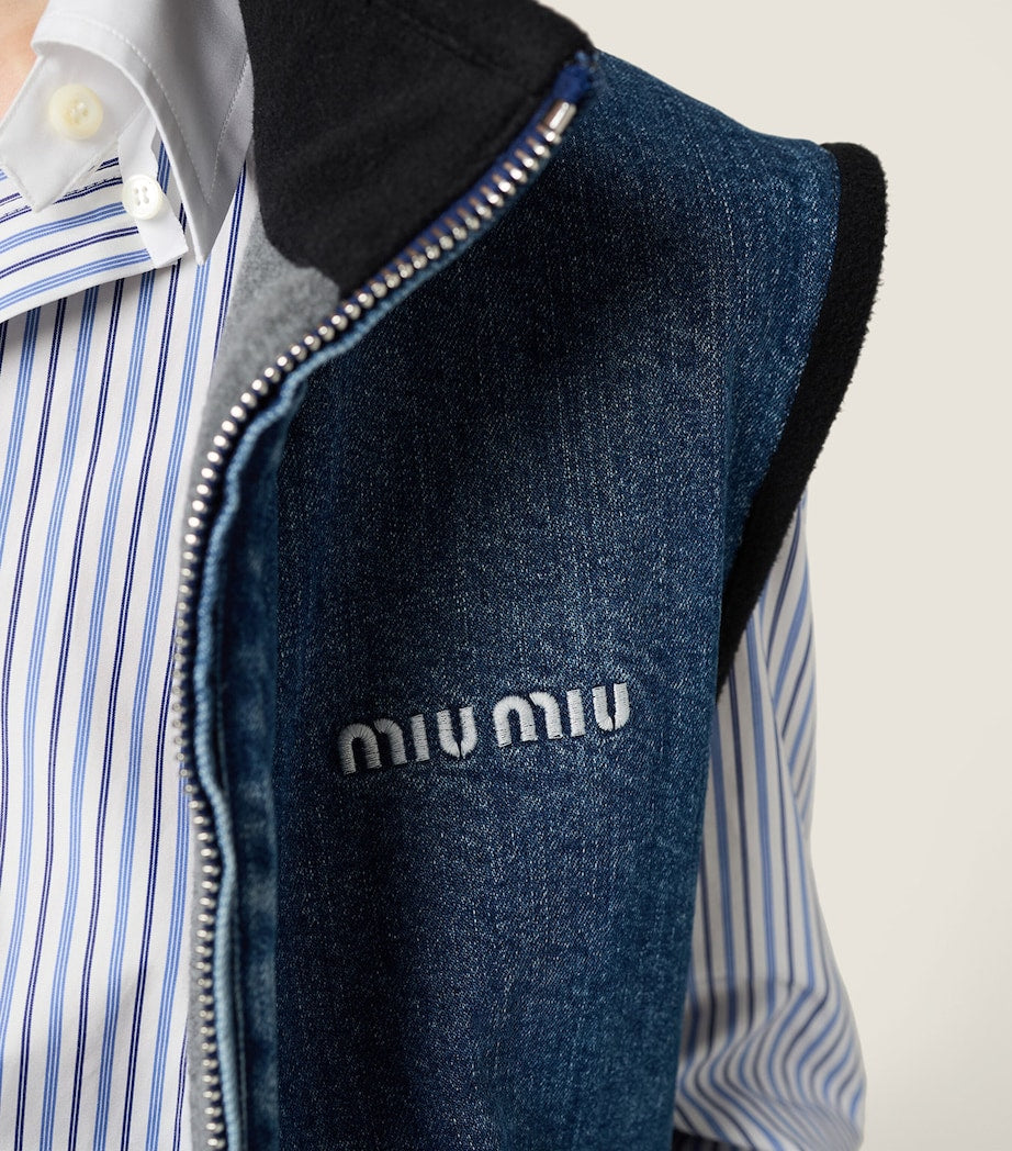 Miu Miu Blue Denim Logo Vest