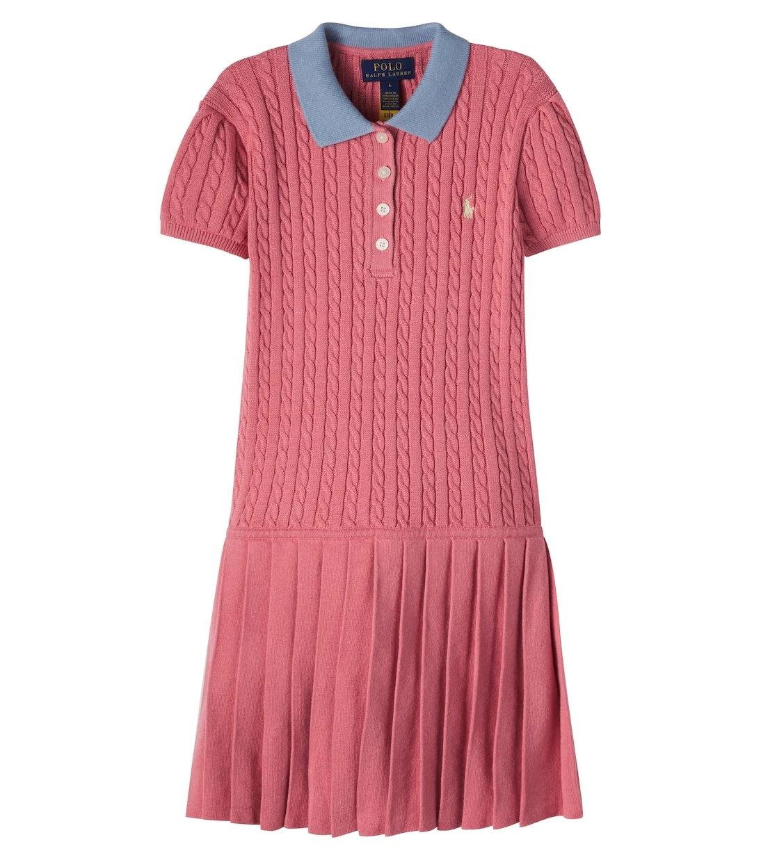 Polo Ralph Lauren Kids - فستان قطني بنمط الكابل