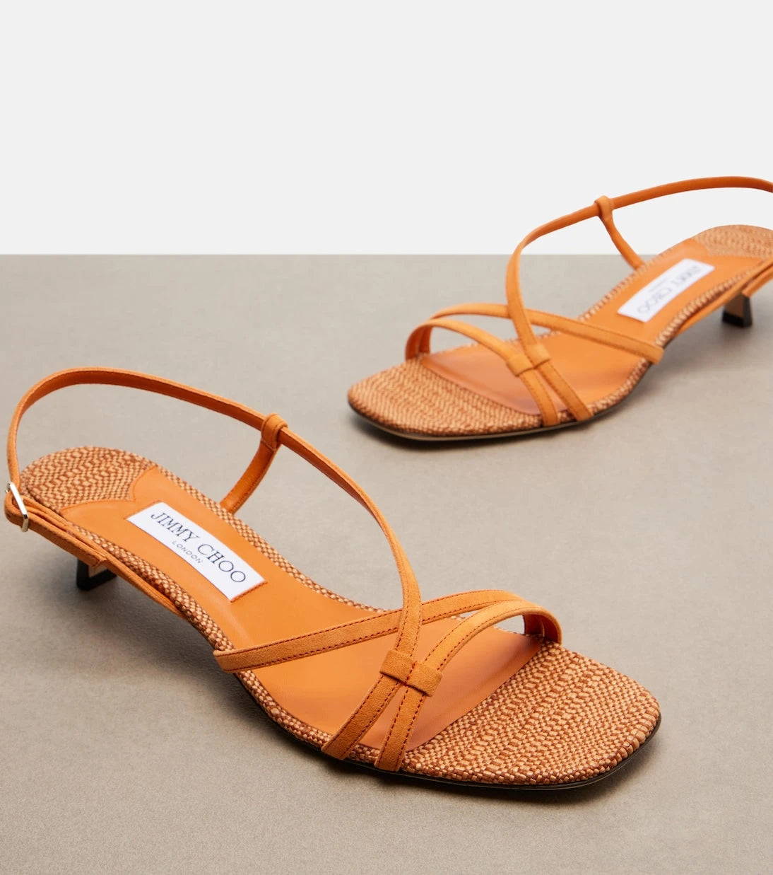 Jimmy Choo - Farris raffia-trimmed leather sandals