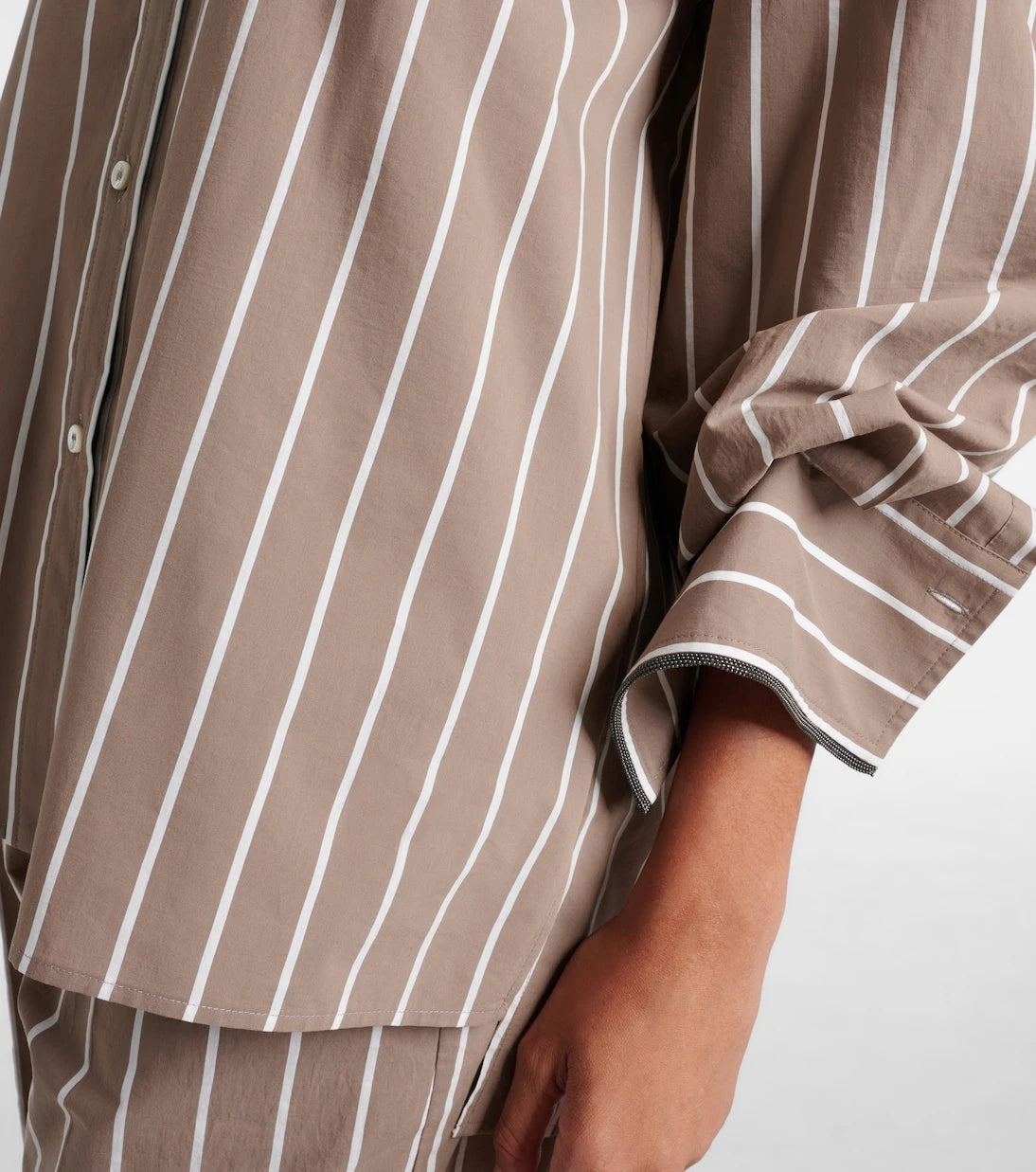 Brunello Cucinelli - Monili striped cotton-blend poplin shirt