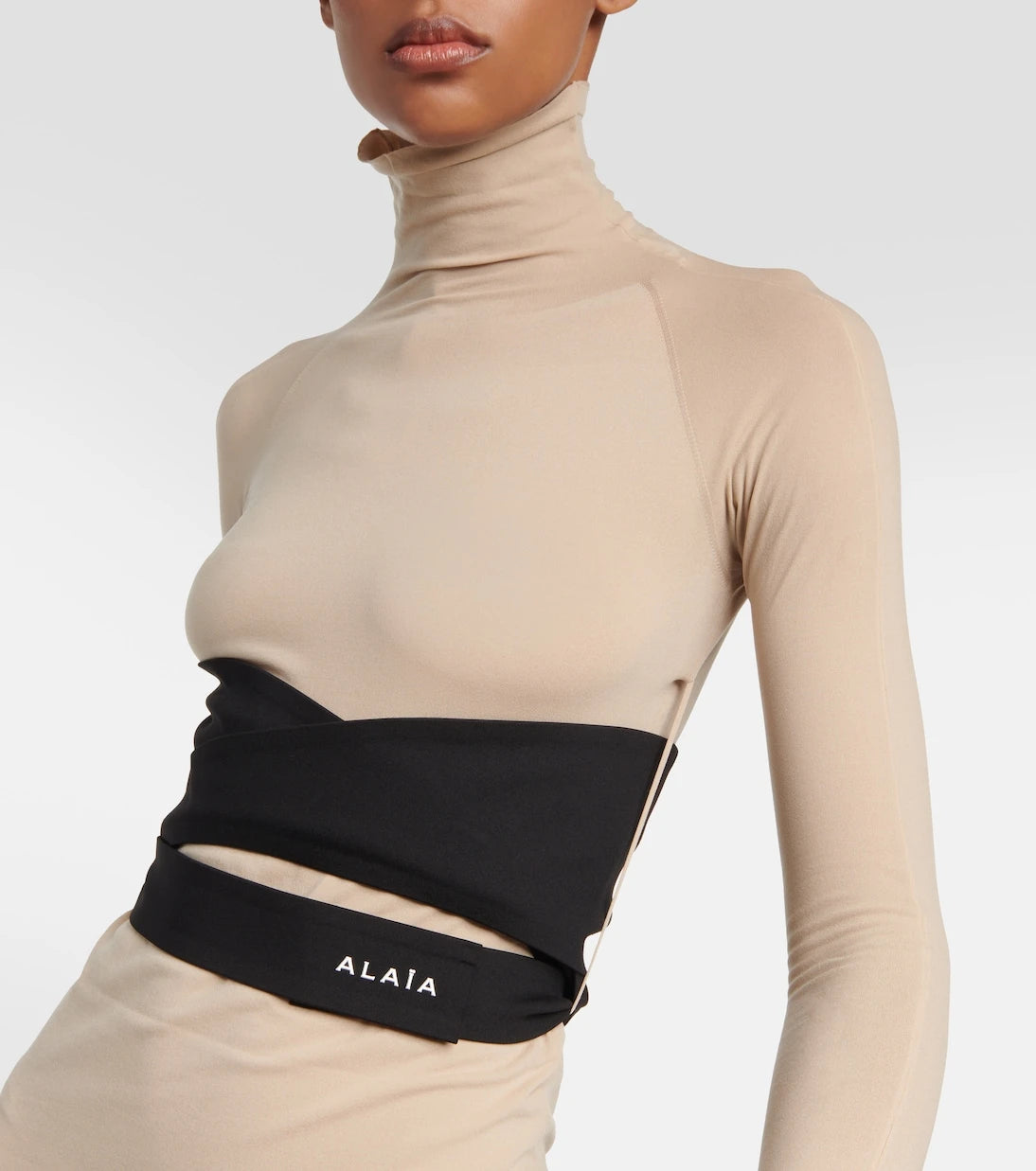 Alaïa - Turtleneck jersey maxi dress