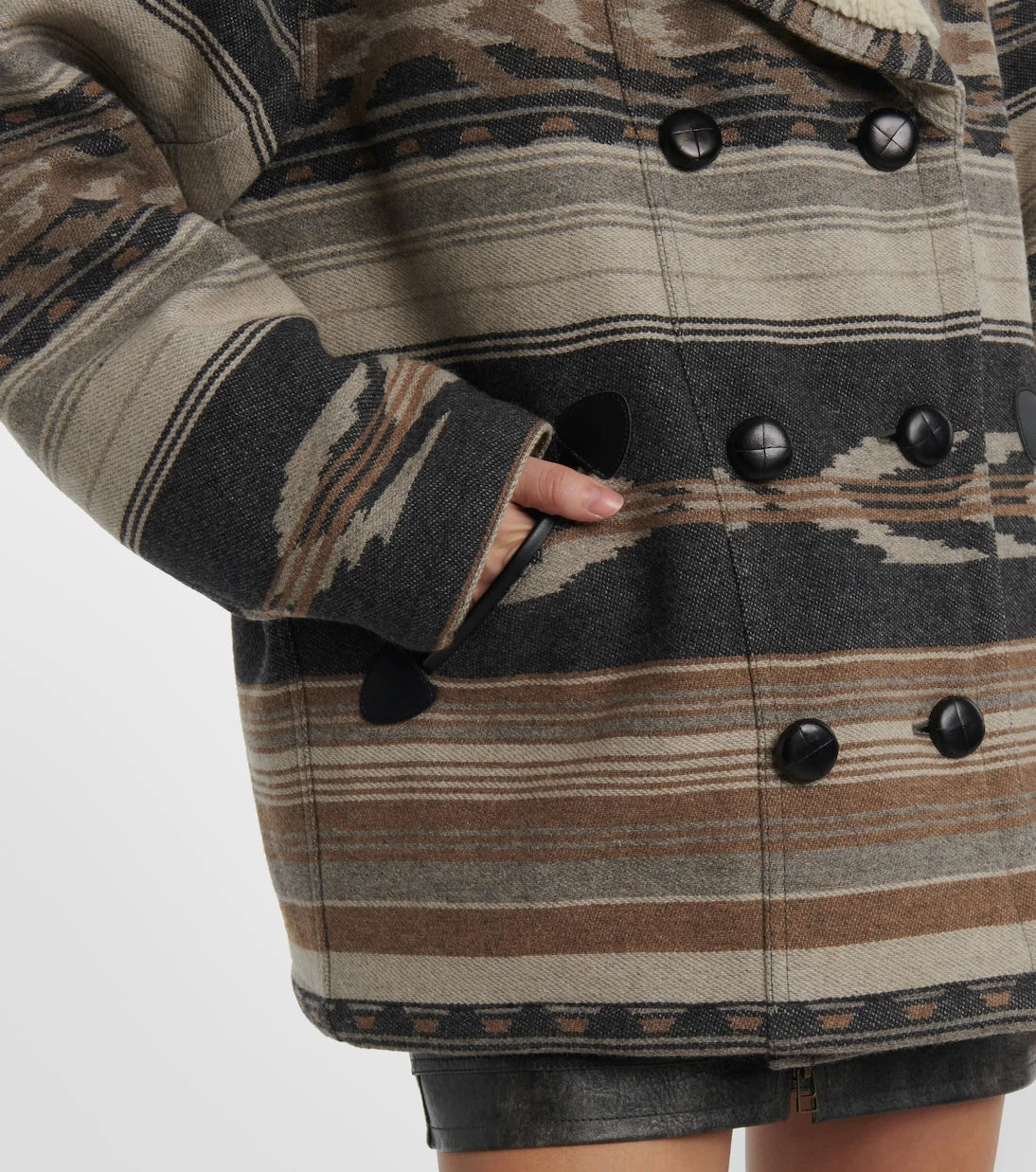 Marant Etoile - Dorcas faux shearling-trimmed peacoat