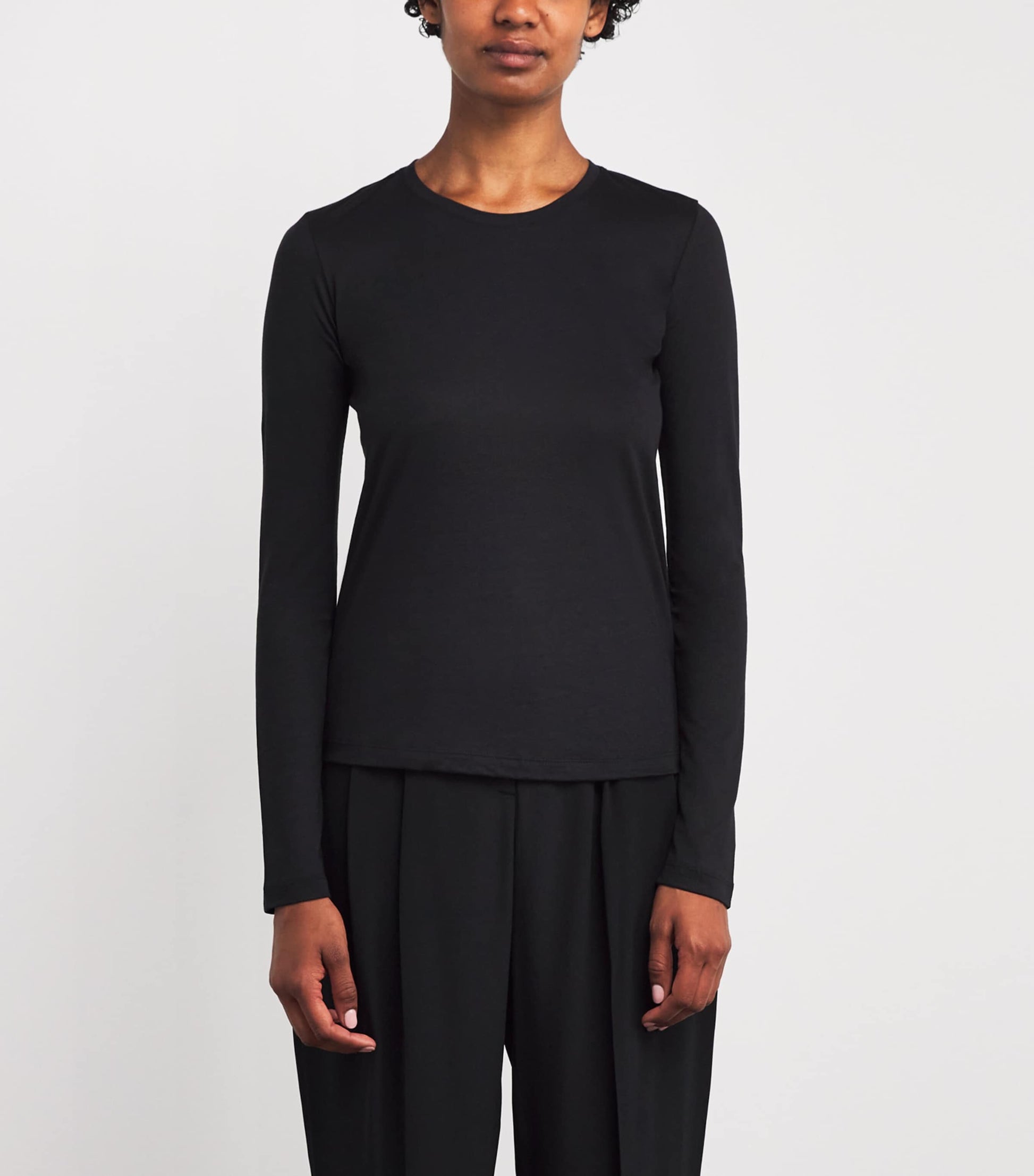 Joseph Black Cotton-Silk Long-Sleeve T-Shirt