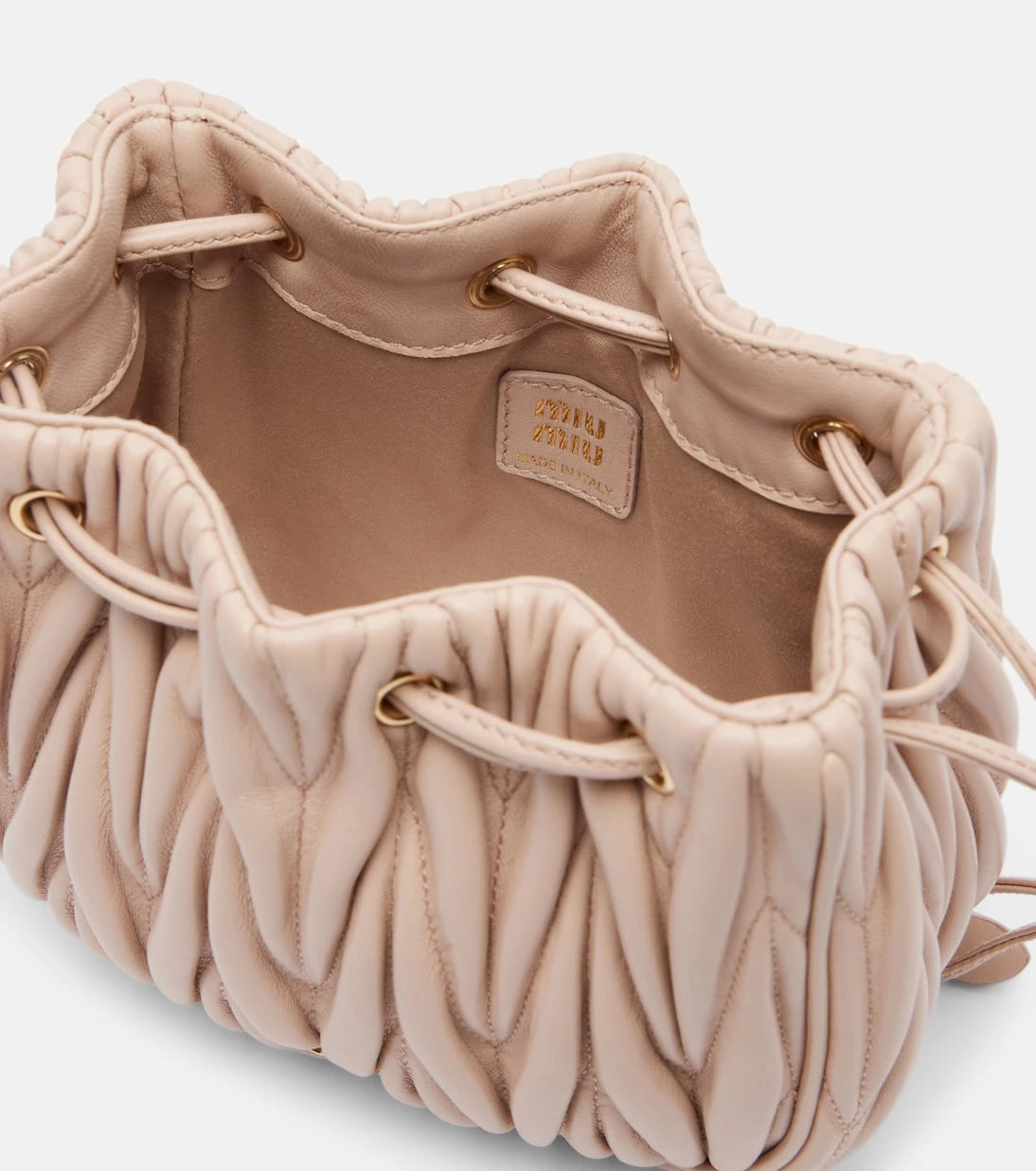 Miu Miu - Matelassé leather bucket bag