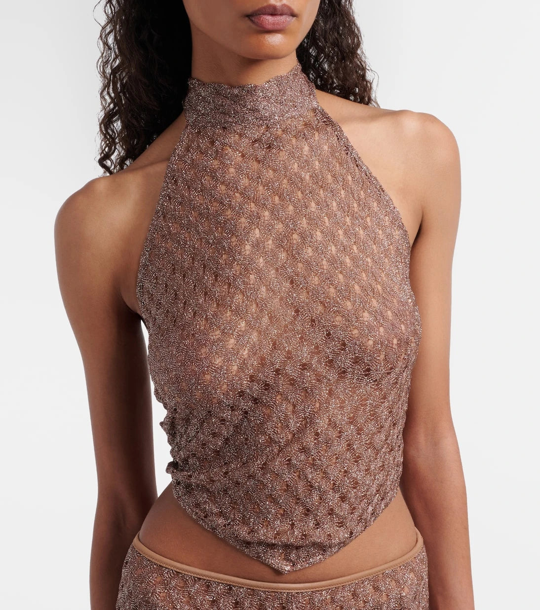 Missoni - Open-knit lamé halterneck top