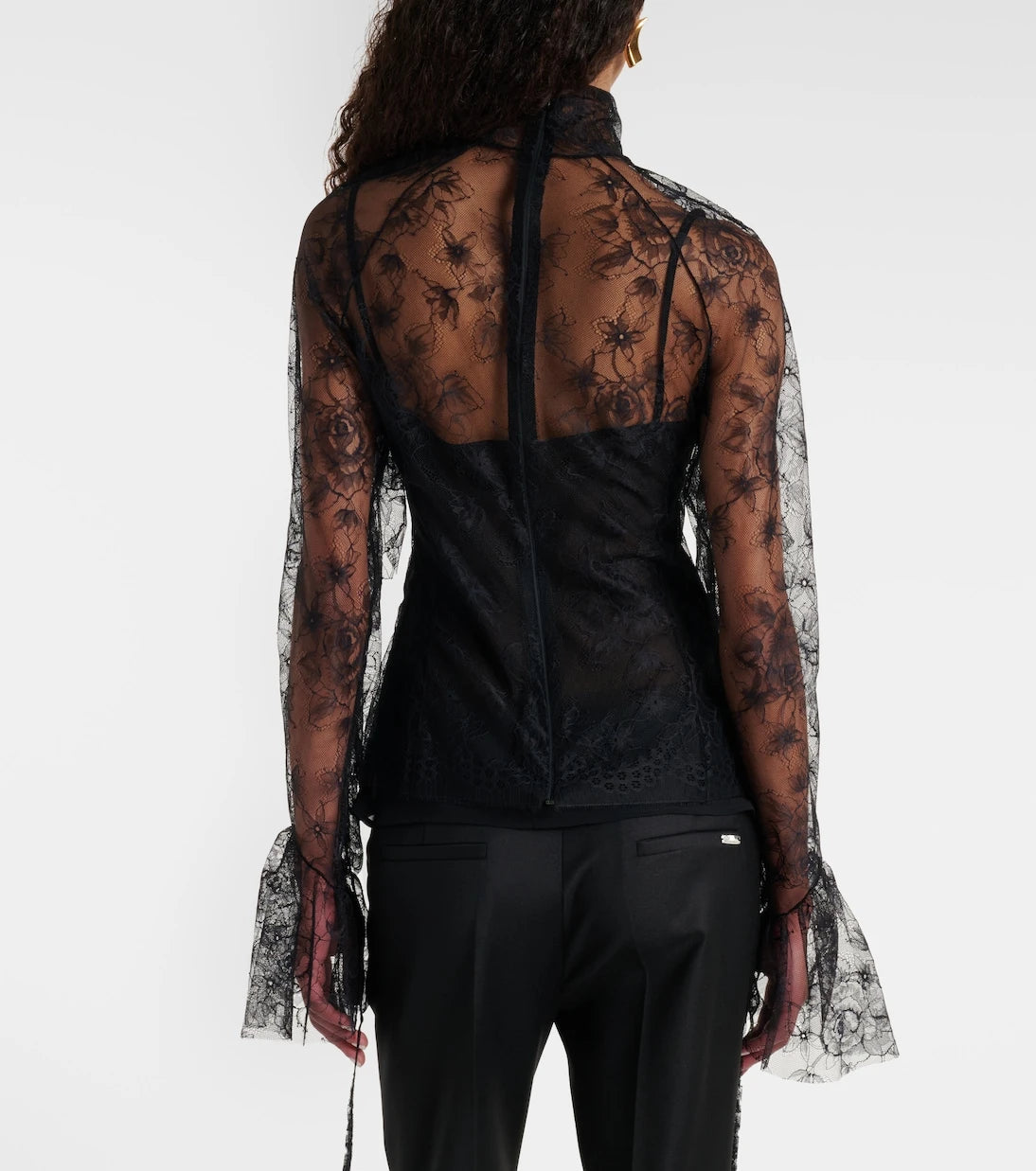 Blumarine - Ruffled sheer lace blouse