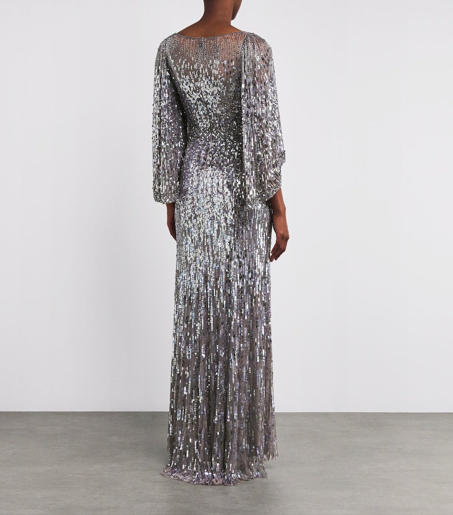 Jenny Packham Metallic Embellished Ines Gown
