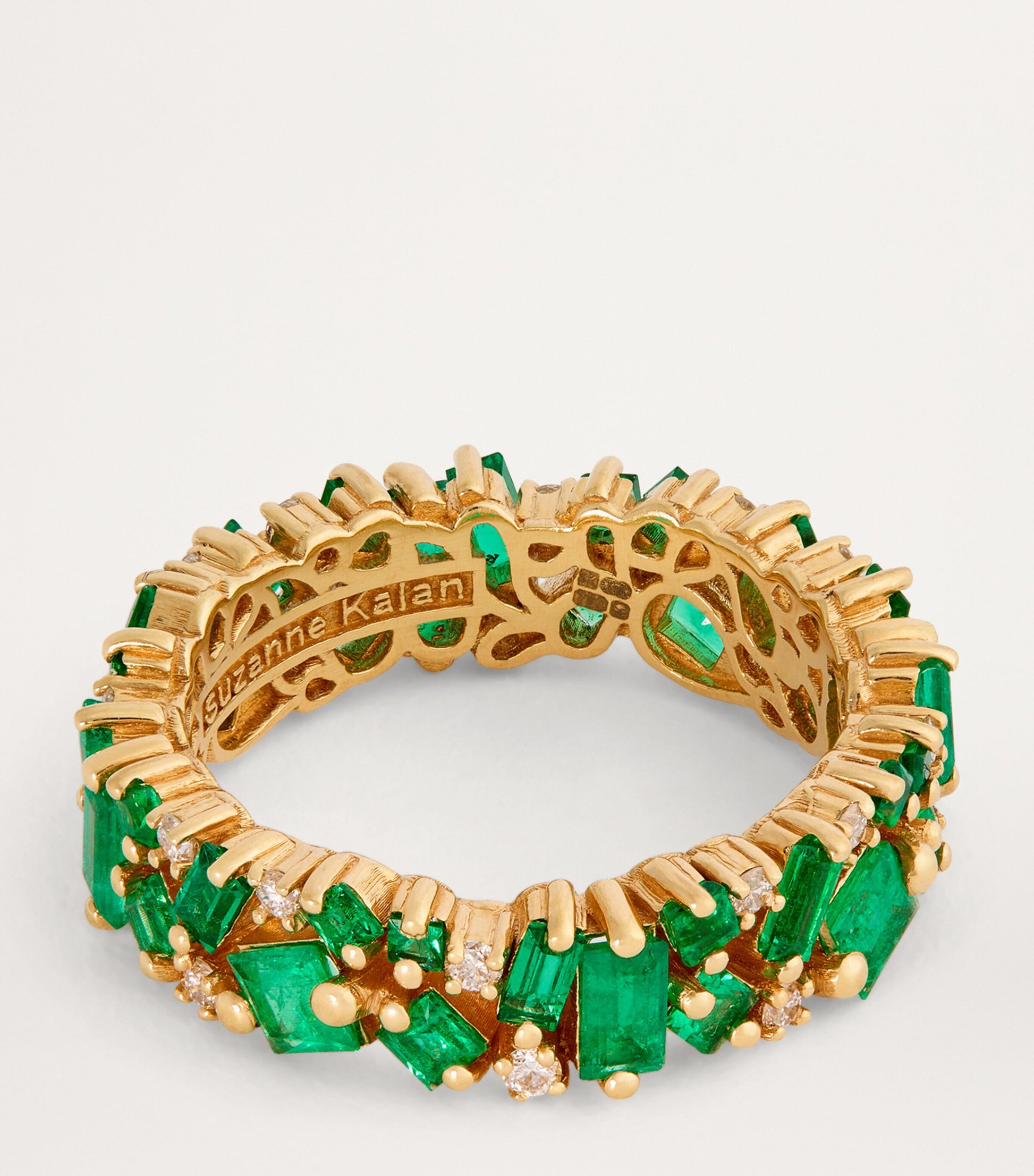 Yellow Gold, Diamond and Emerald La Fantaisie Eternity Ring
