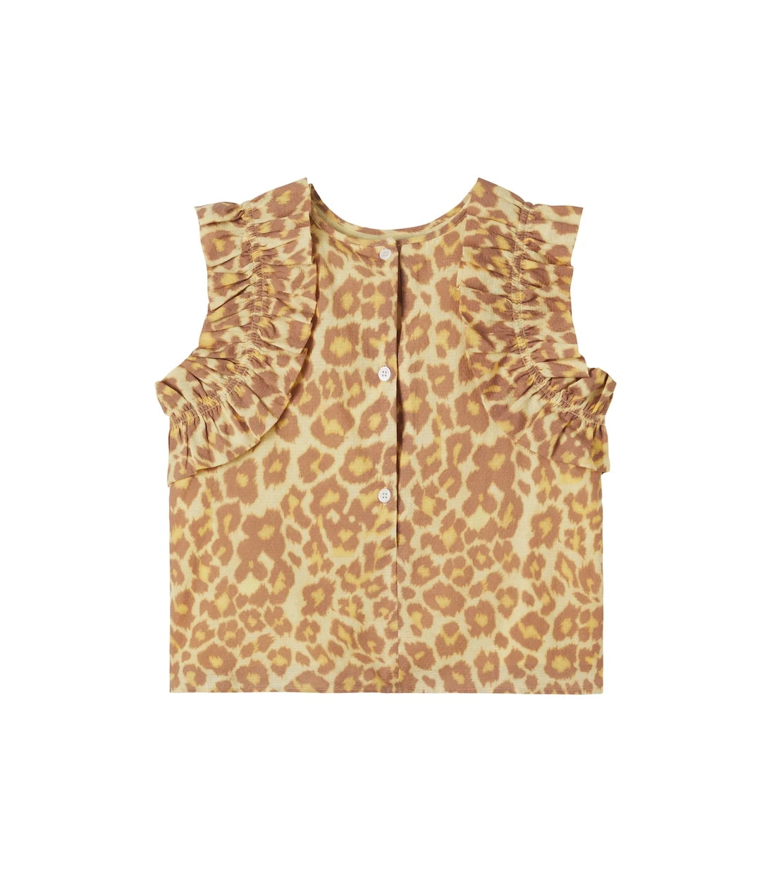 Zimmermann Kids - Leopard-print ruffled cotton top