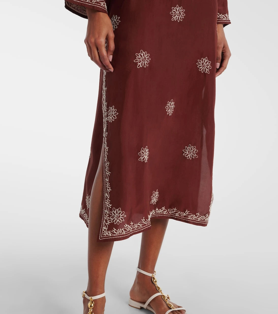 Juliet Dunn - Floral embroidered silk tunic