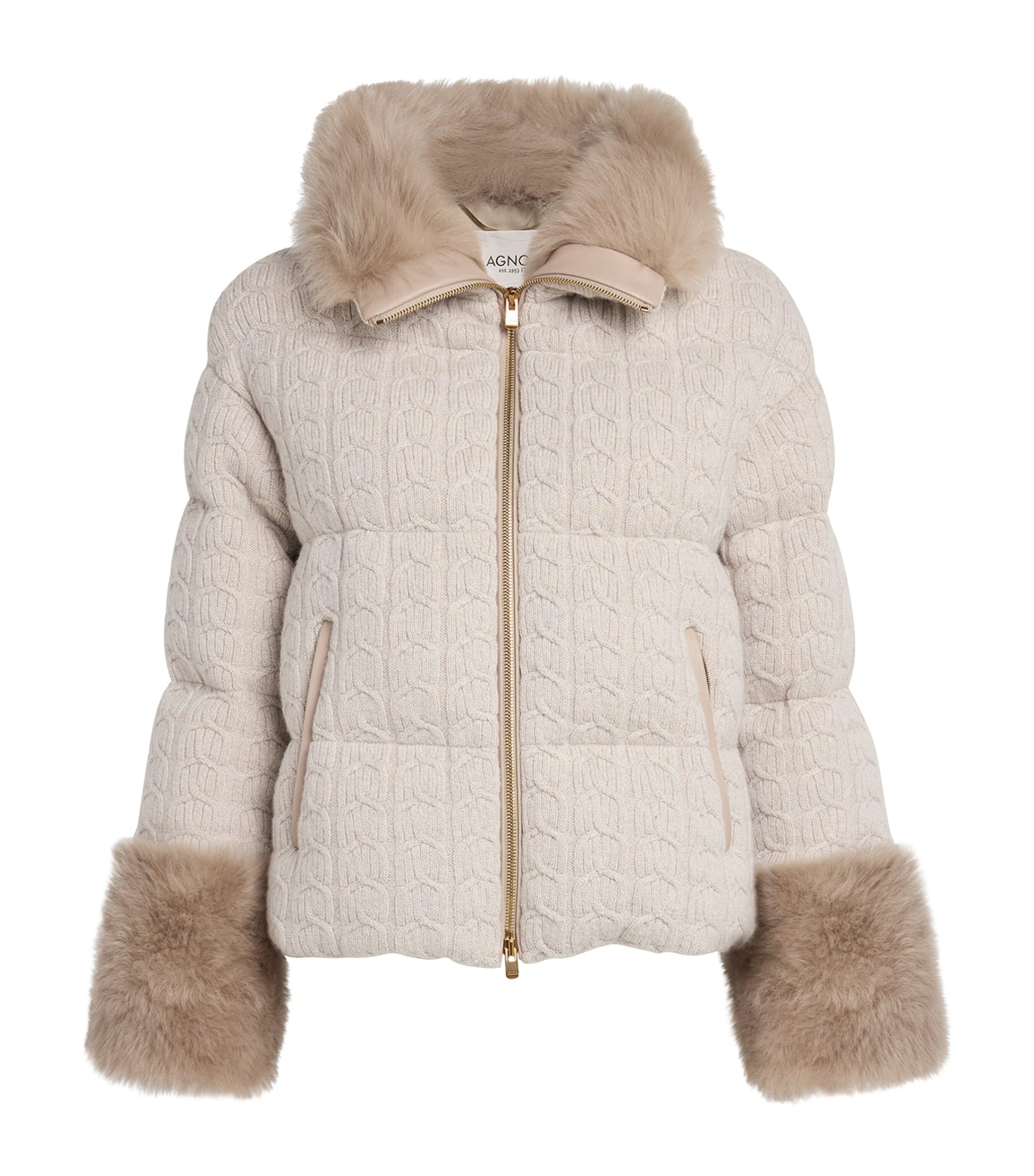 Agnona Beige Cashmere Padded Jacket