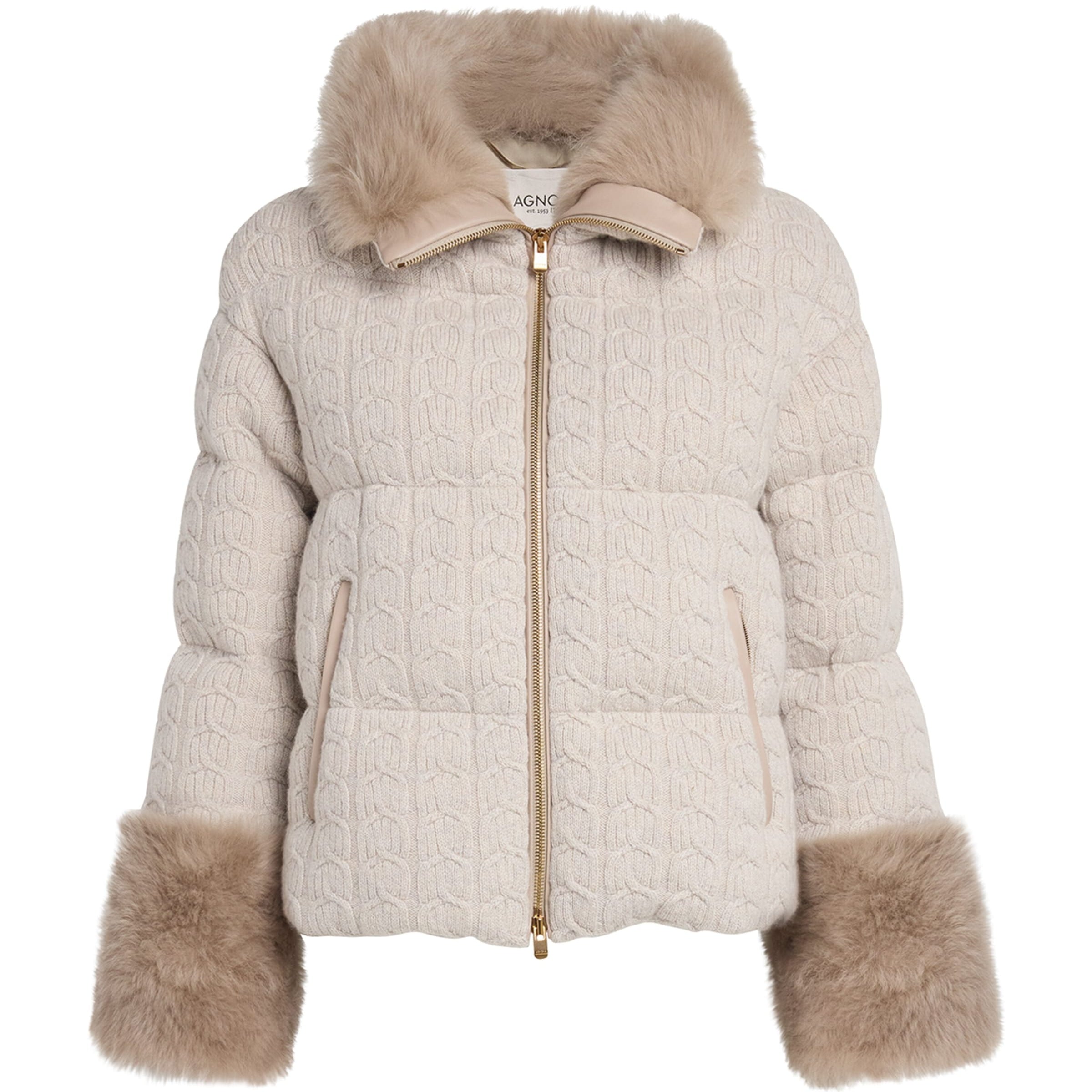 Agnona Beige Cashmere Padded Jacket