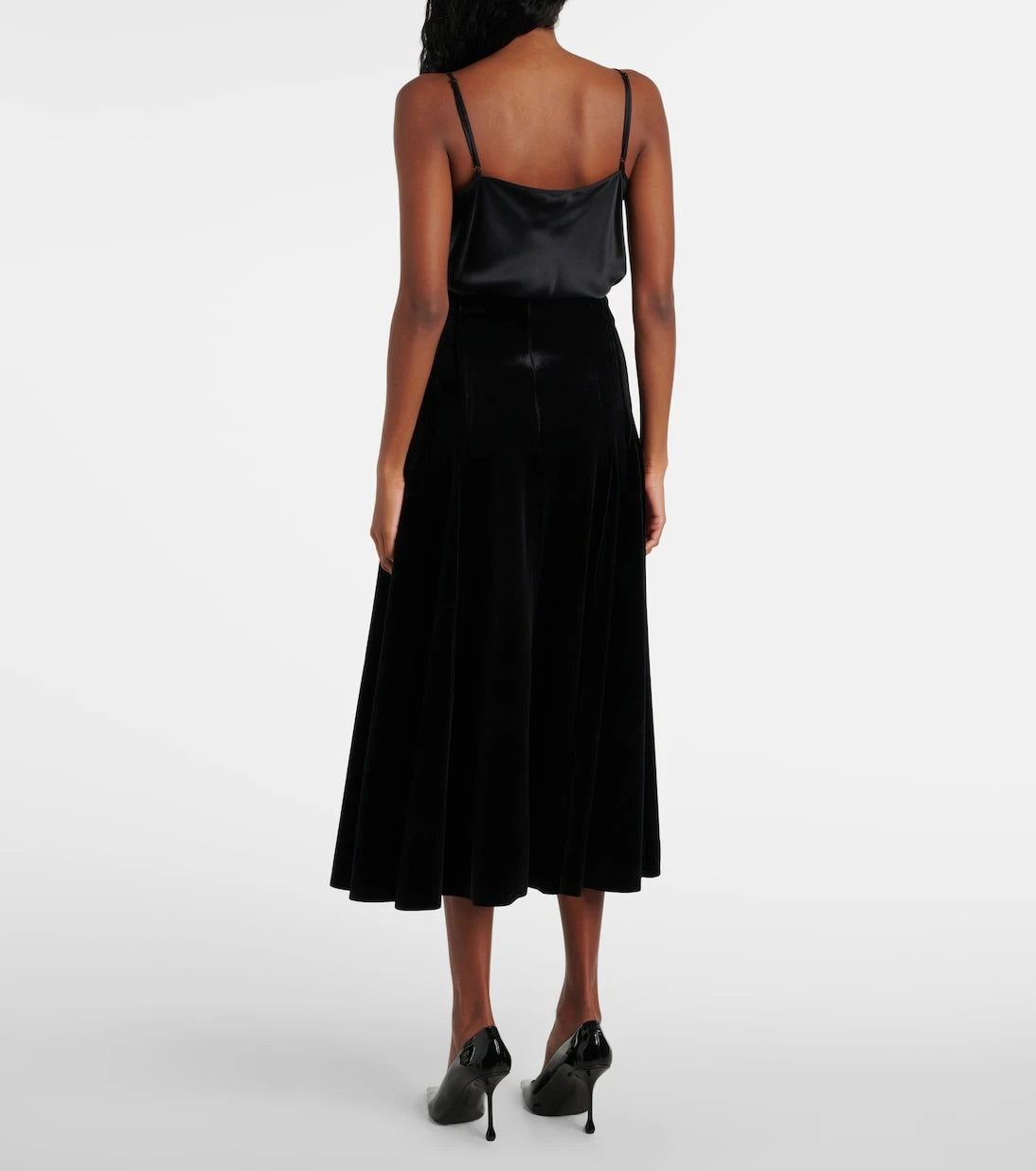 Norma Kamali - Grace velvet midi skirt