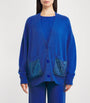 William Sharp Blue Cashmere Crystal-Embellished Cardigan