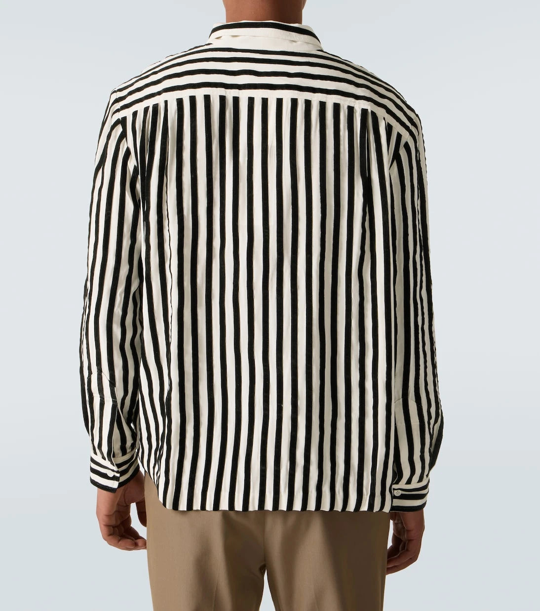 Bode - Striped velvet-trimmed silk shirt