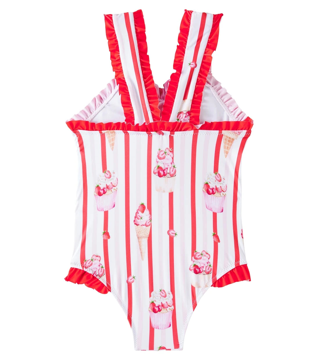 Patachou - Bow-detail striped printed swimsuit
