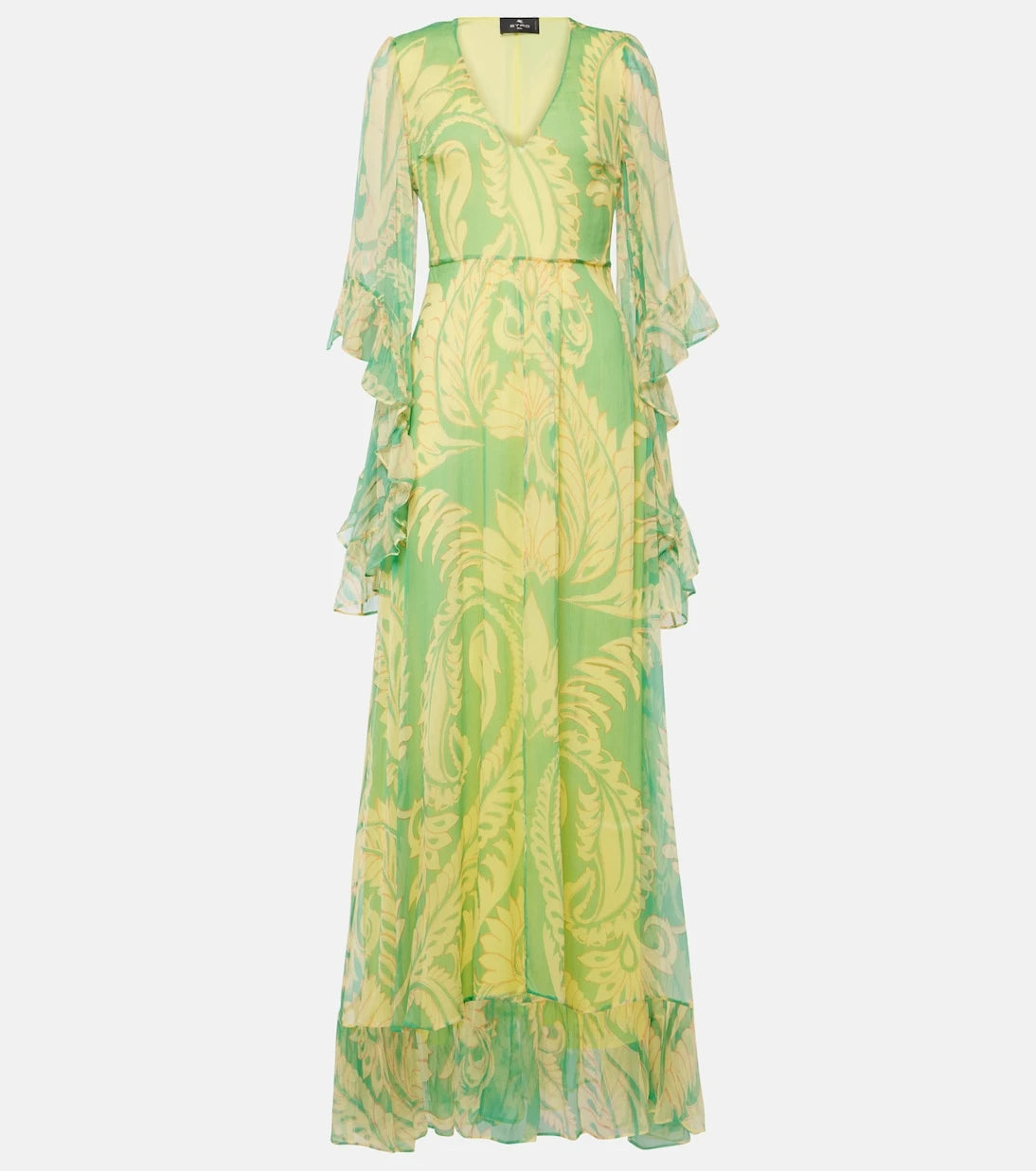 Etro - Printed ruffled silk maxi dress