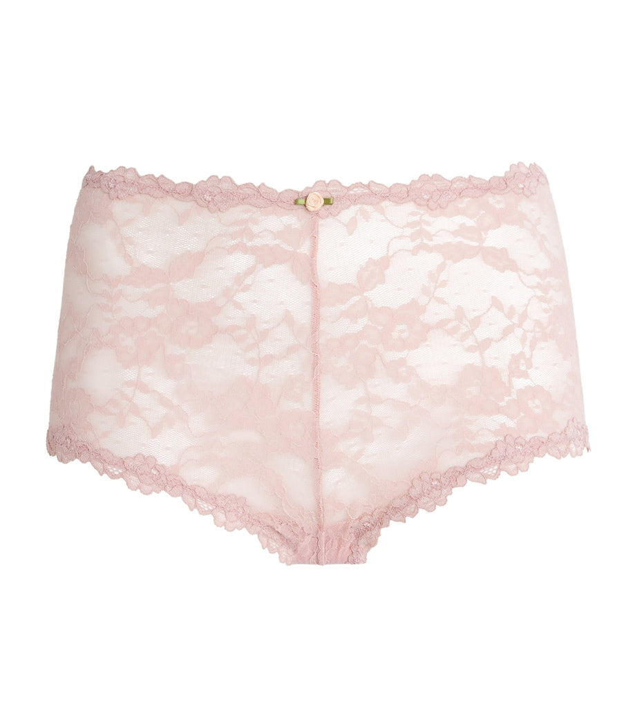 Skims Pink Stretch-Lace Boyshorts