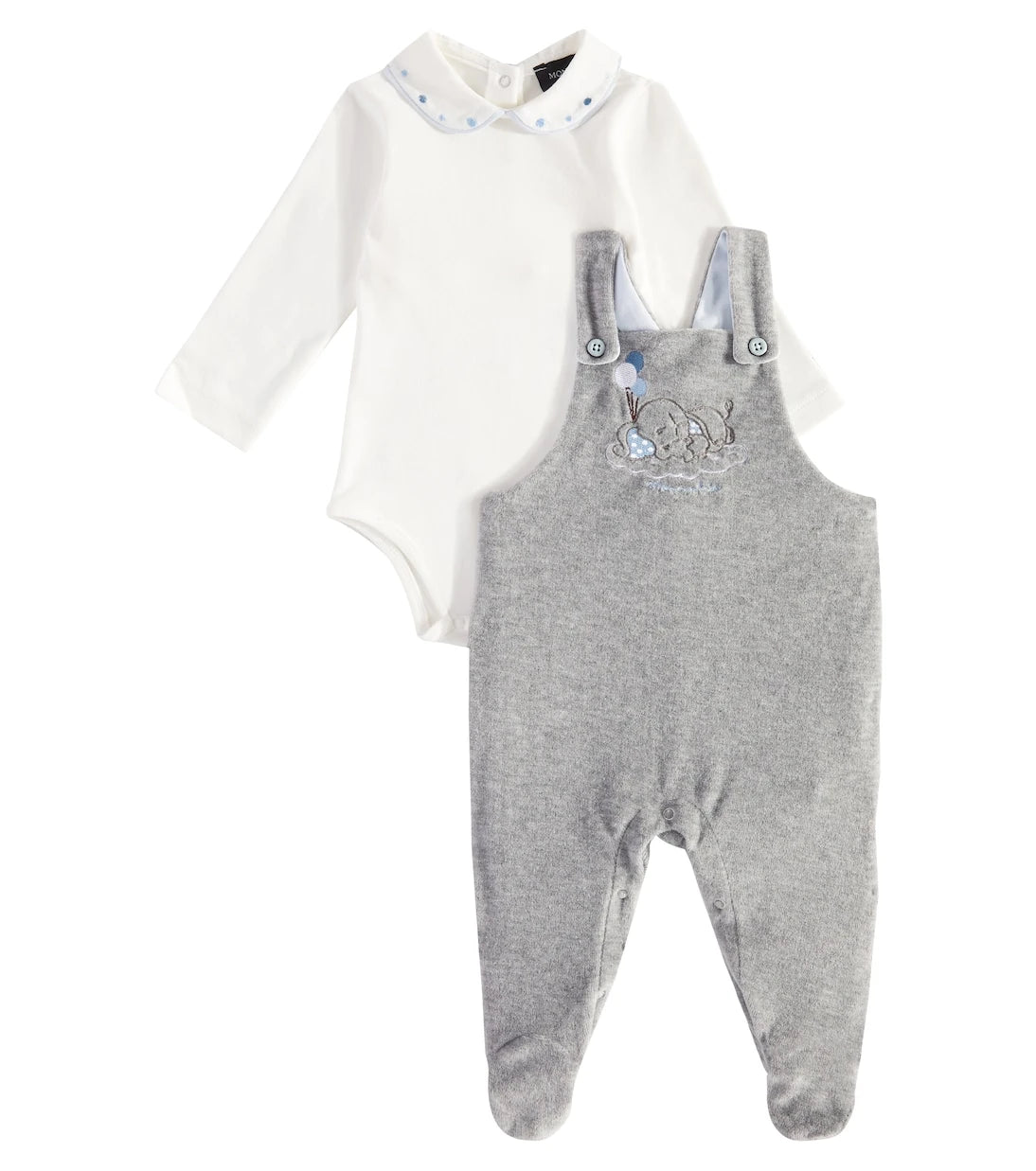 Monnalisa - Baby cotton bodysuit and overall set