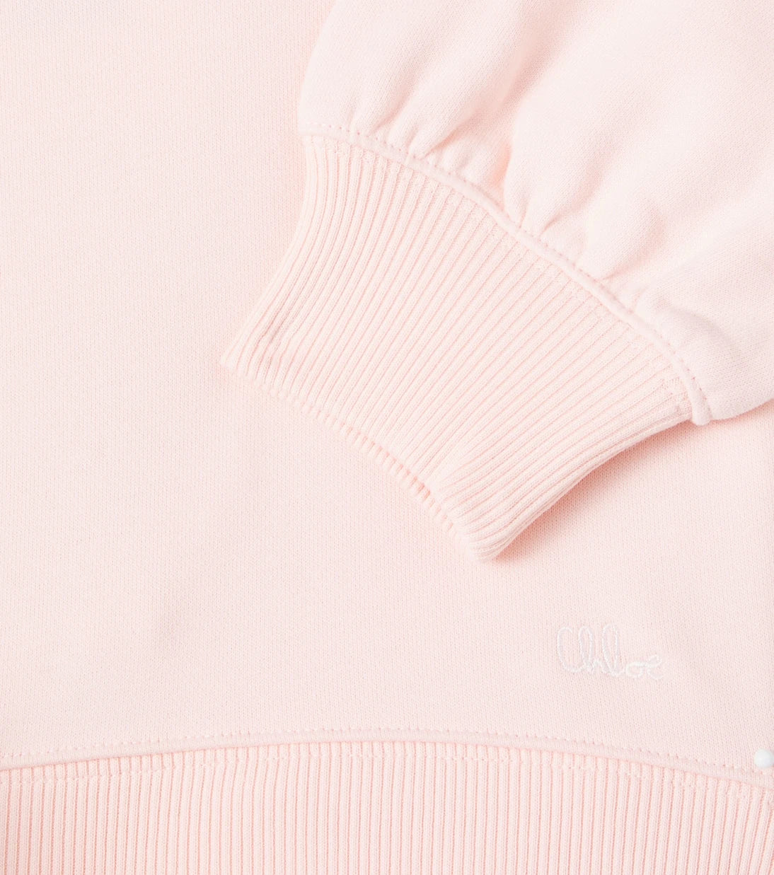 Chloé Kids - سويت شيرت من القطن والصوف بتشذيب دانتيل