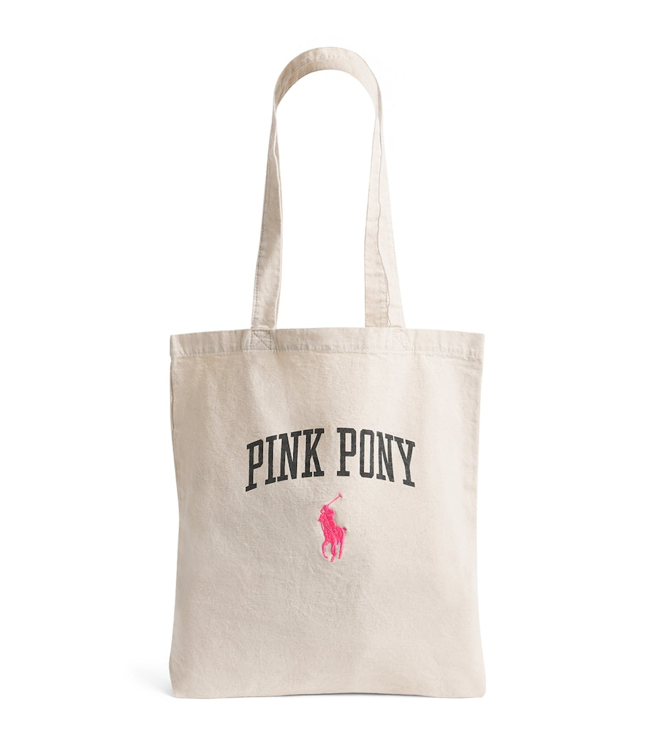Canvas Pink Pony Shopper Tote Bag
