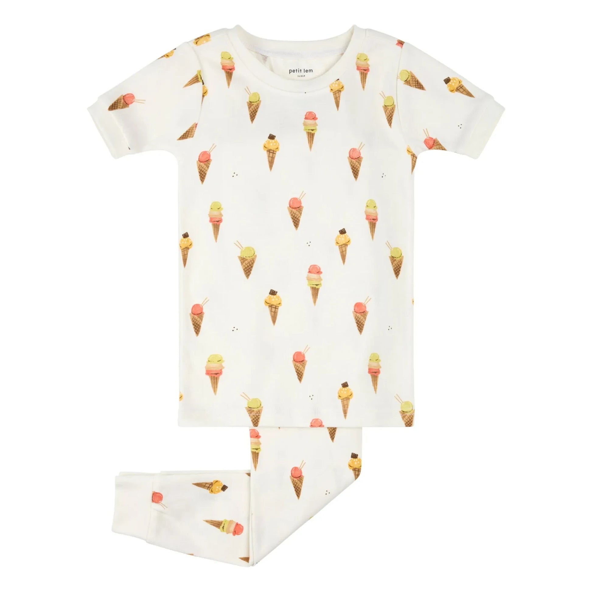 Petit Lem - Cornets de Glace organic cotton pyjamas | Beige
